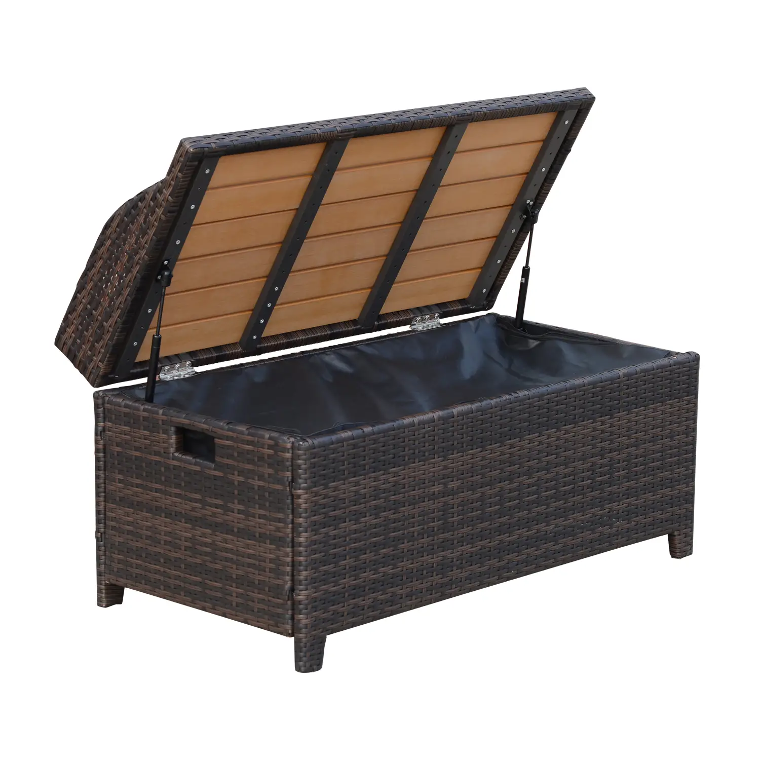 Outsunny 130L Rattan Garden Storage Box, Mixed Brown - Image 8