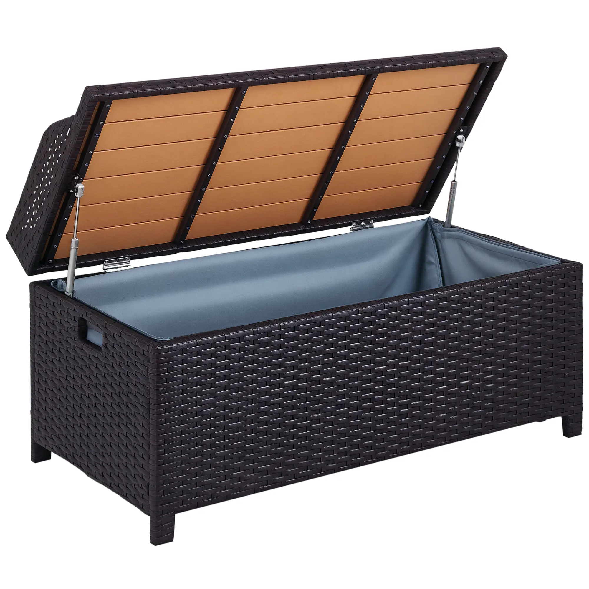 Outsunny 130L Rattan Garden Storage Box, Mixed Brown - Image 10