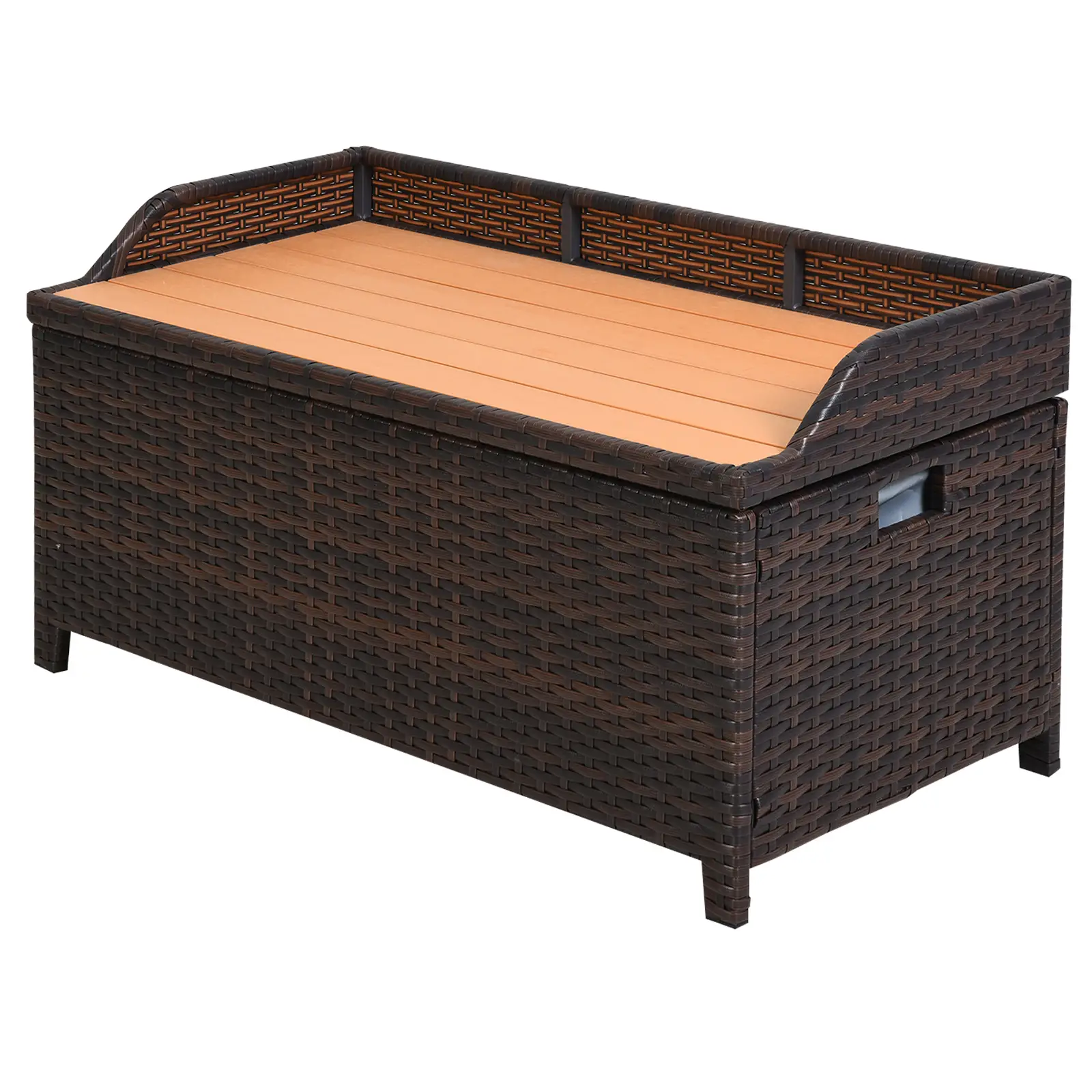 Outsunny 130L Rattan Garden Storage Box, Mixed Brown - Image 11