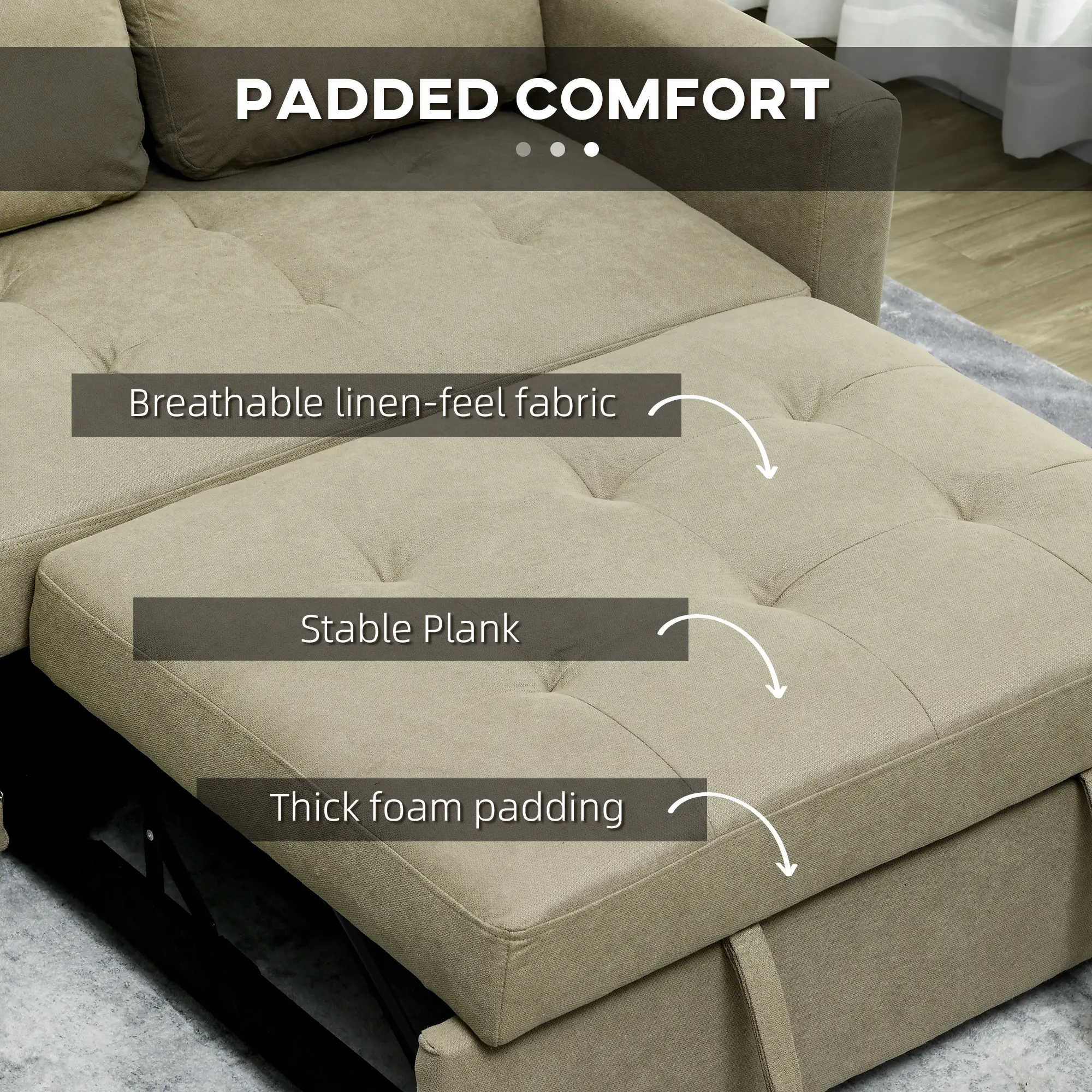 Sofa Bed 120 x 84 x 86cm - Light Brown - 6