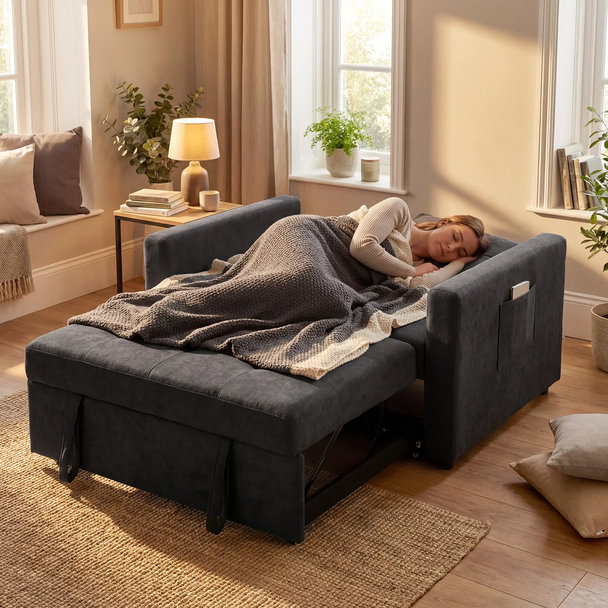 Sofa Bed 120 x 84 x 86cm - Black - 8