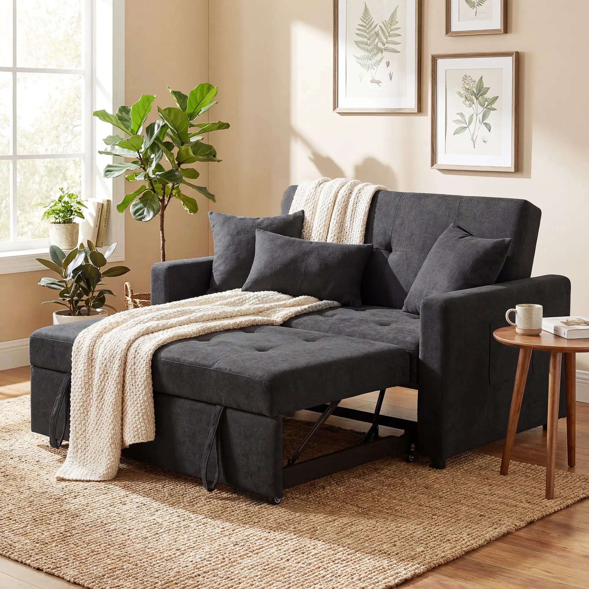 Sofa Bed 120 x 84 x 86cm - Black - 10