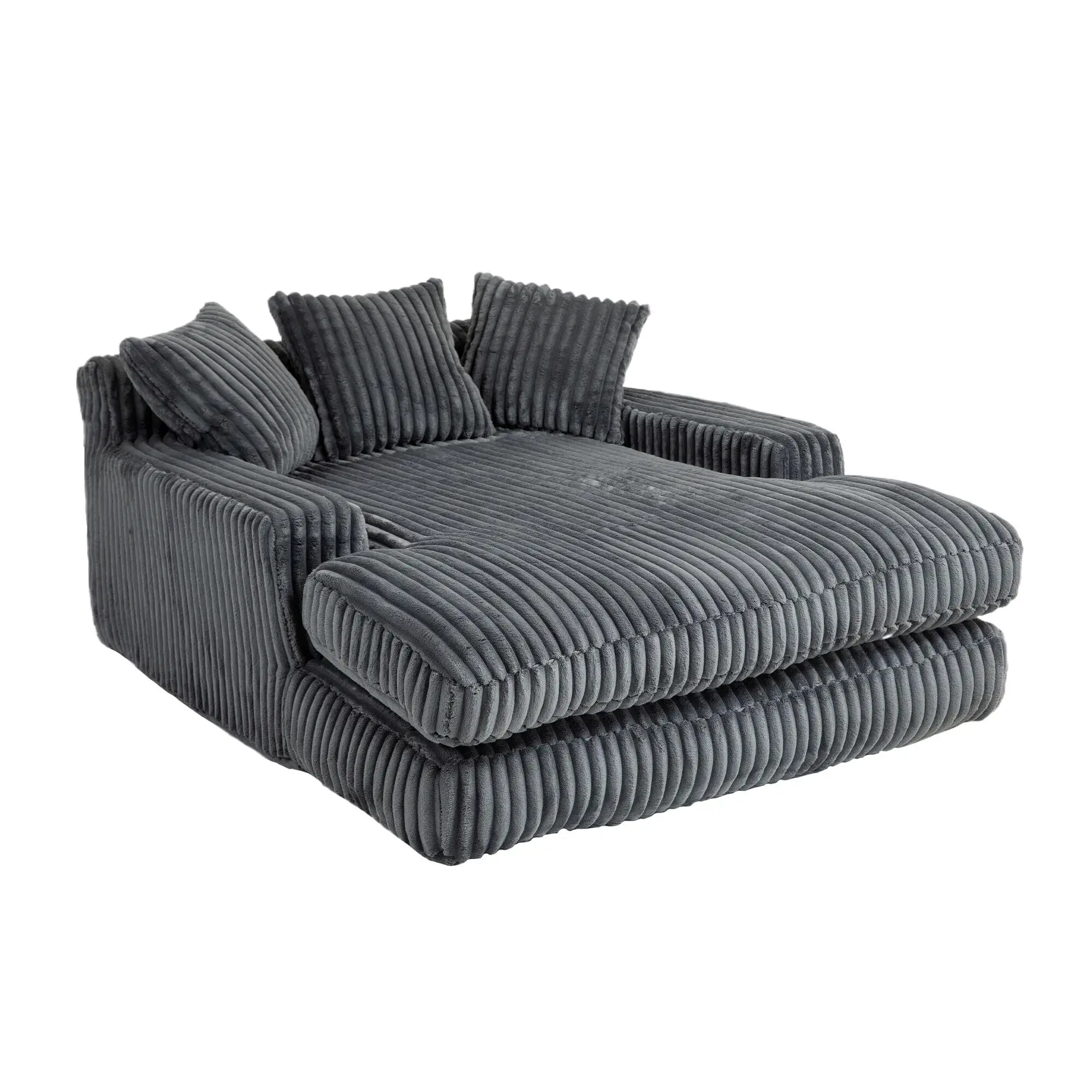 Corduroy Sofa Bed 155 x 125 x 63cm - Dark Grey - 12