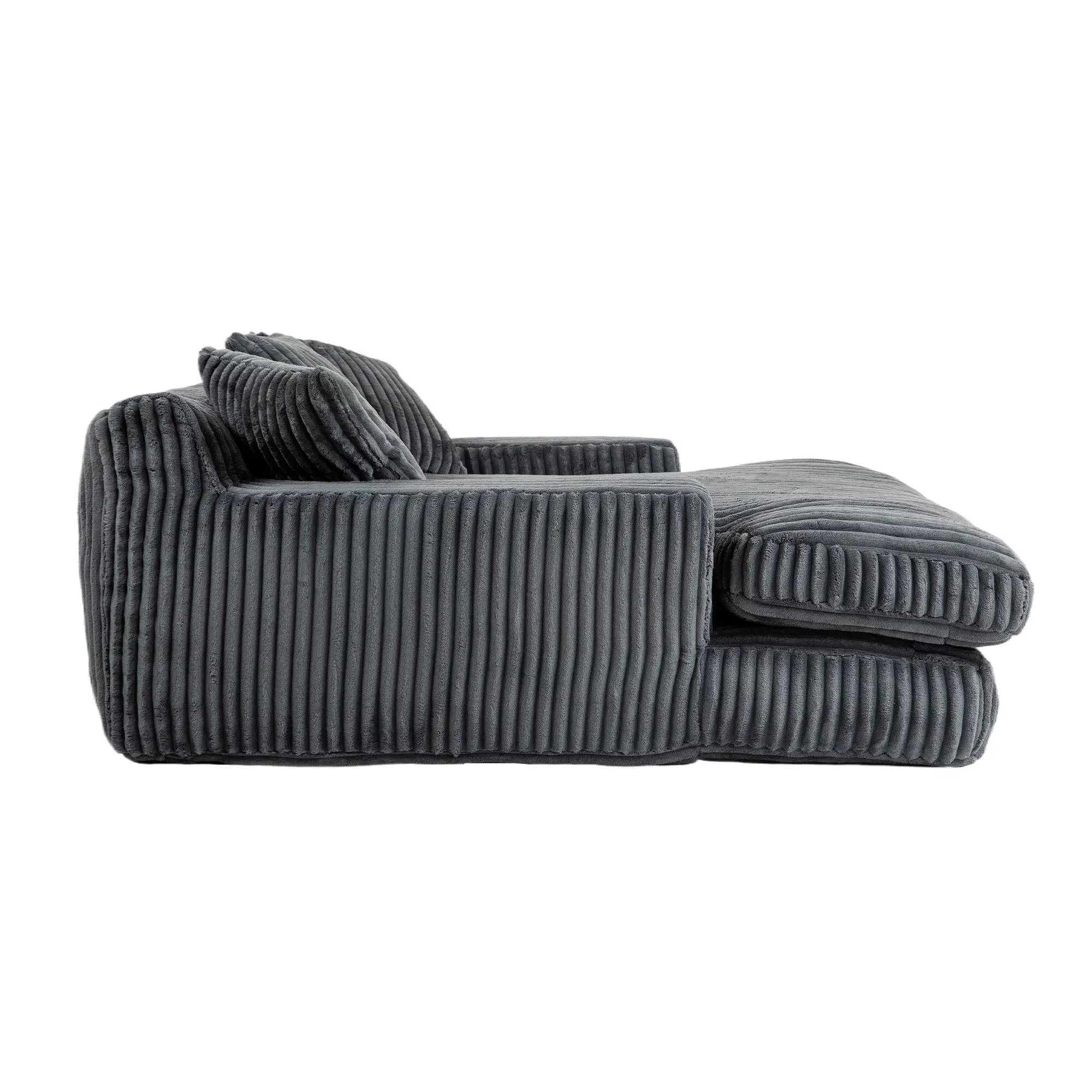 Corduroy Sofa Bed 155 x 125 x 63cm - Dark Grey - 13