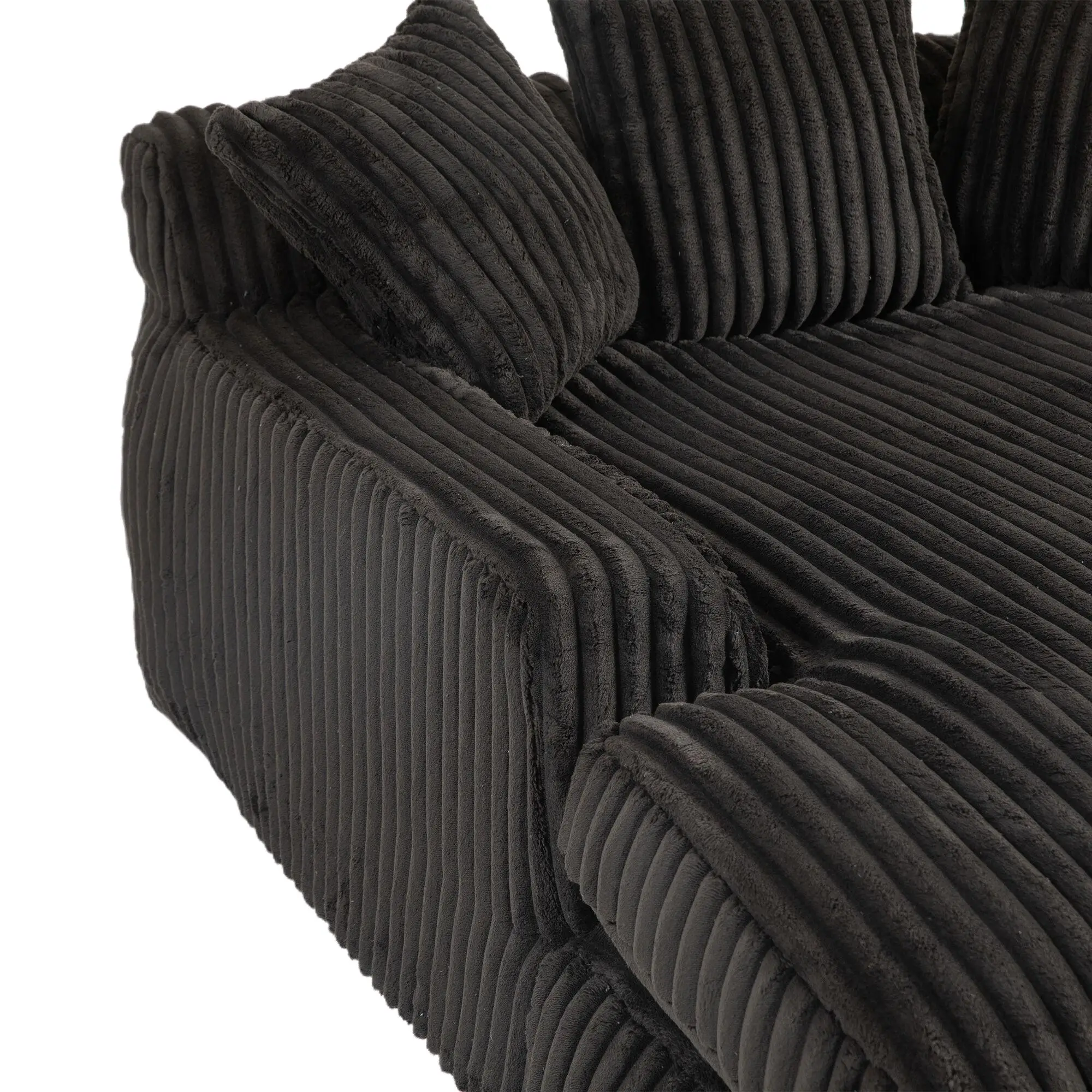 Corduroy Sofa Bed 155 x 125 x 63cm - Black - 11