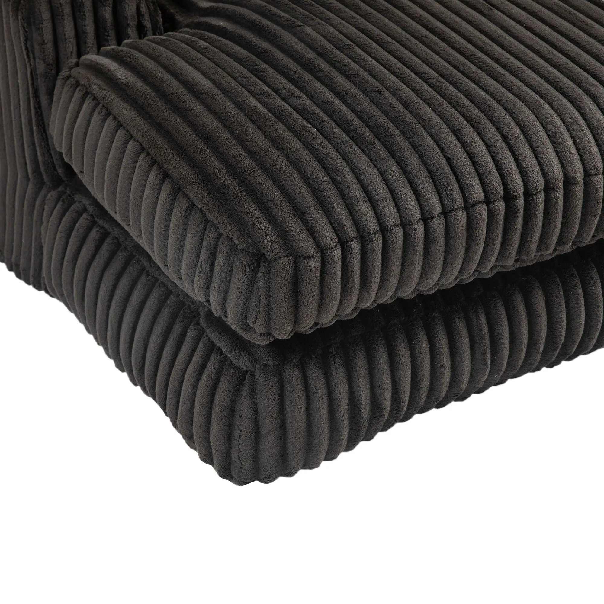 Corduroy Sofa Bed 155 x 125 x 63cm - Black - 12