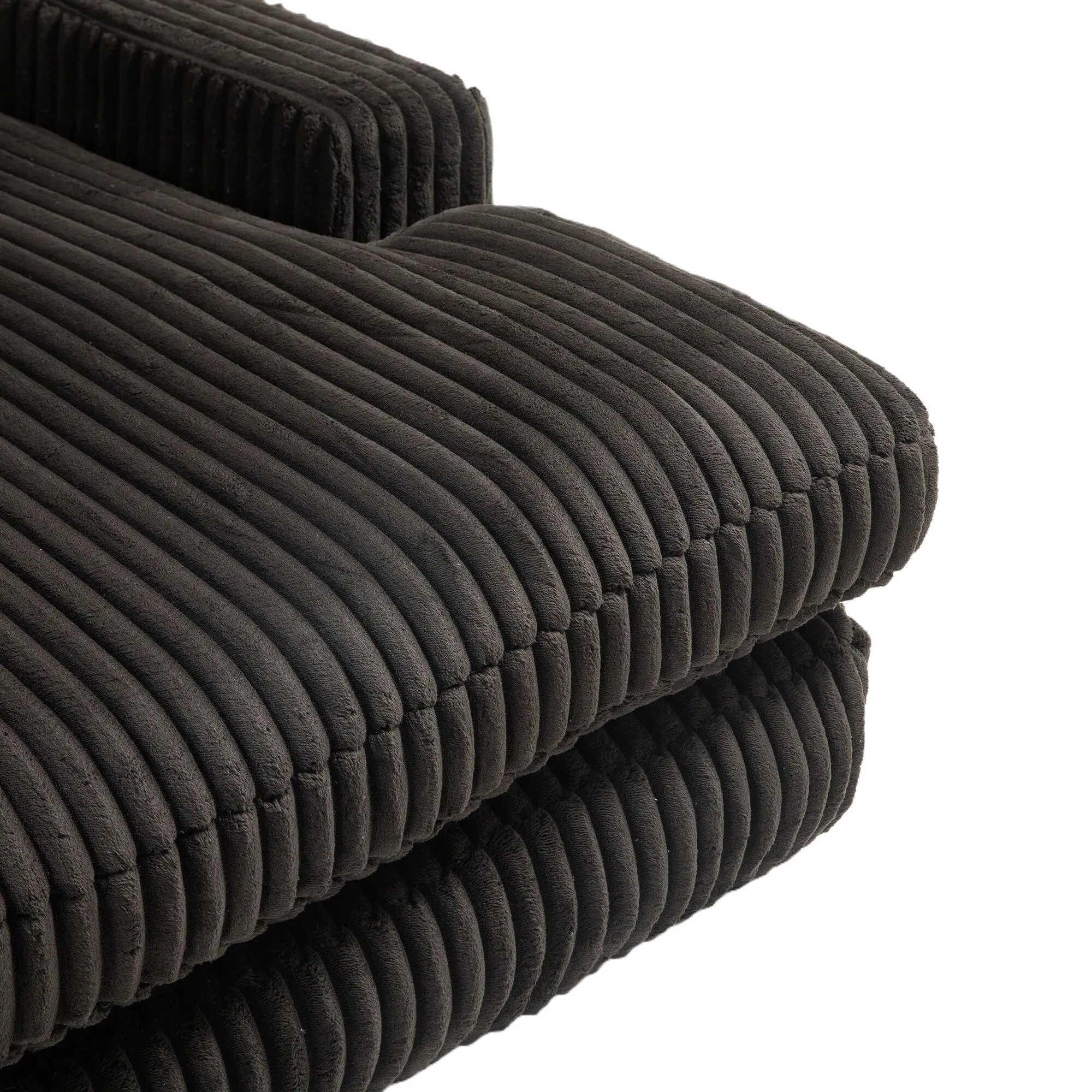 Corduroy Sofa Bed 155 x 125 x 63cm - Black - 13