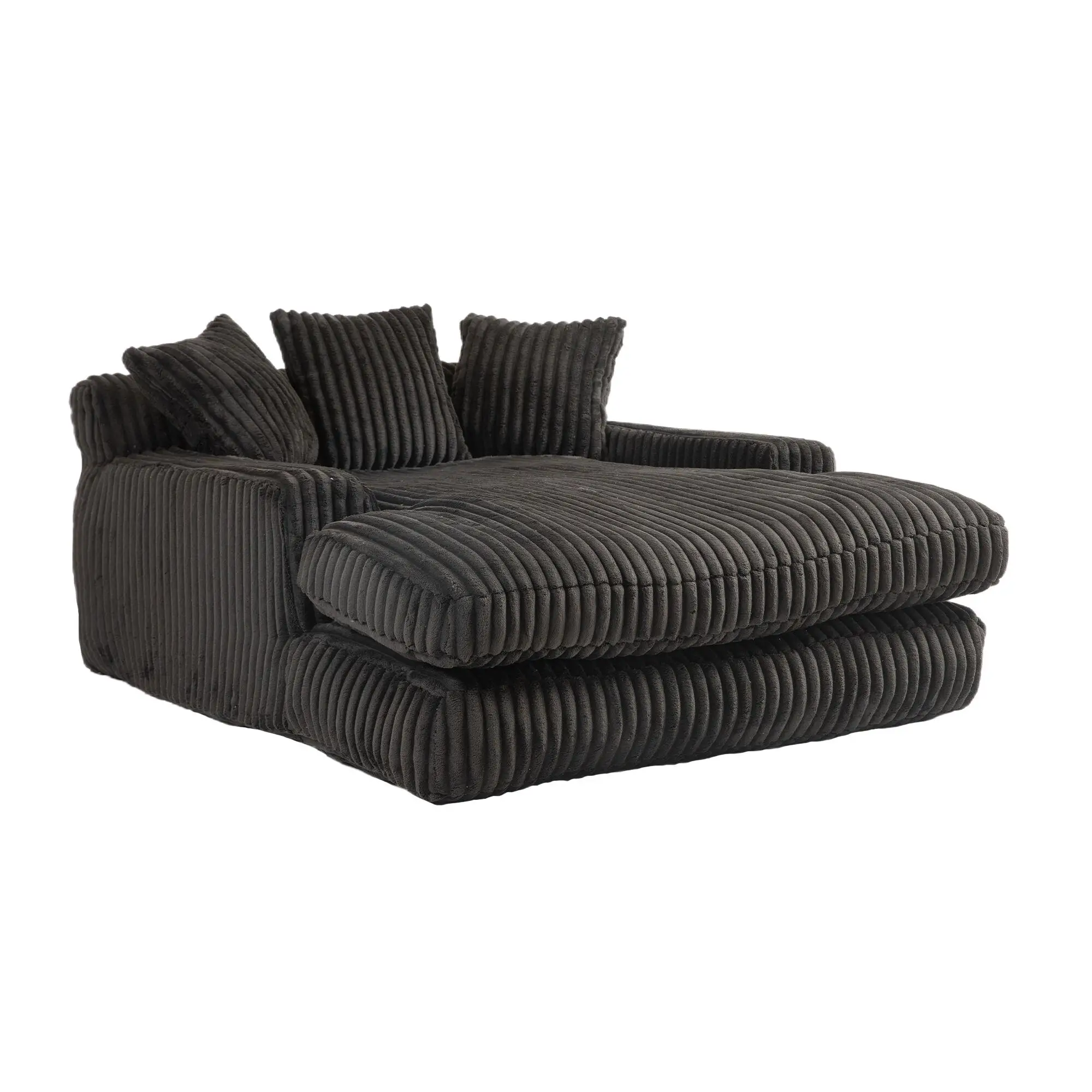 Corduroy Sofa Bed 155 x 125 x 63cm - Black - 15