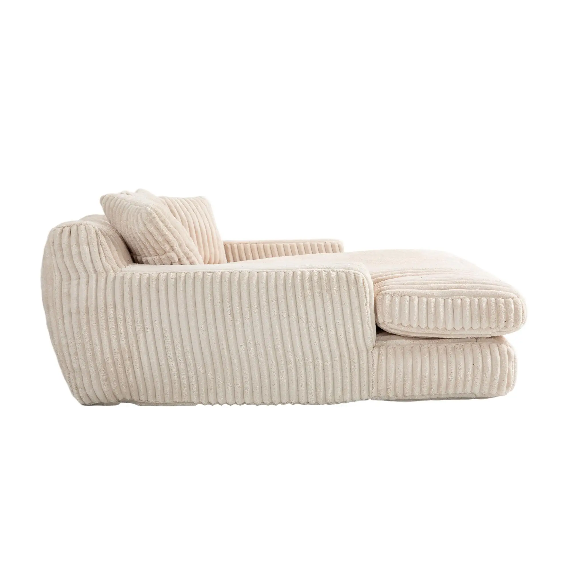 Corduroy Sofa Bed 155 x 125 x 63cm - Beige - 13