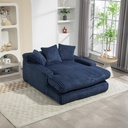 Corduroy Sofa Bed 155 x 125 x 63cm - Navy - 1