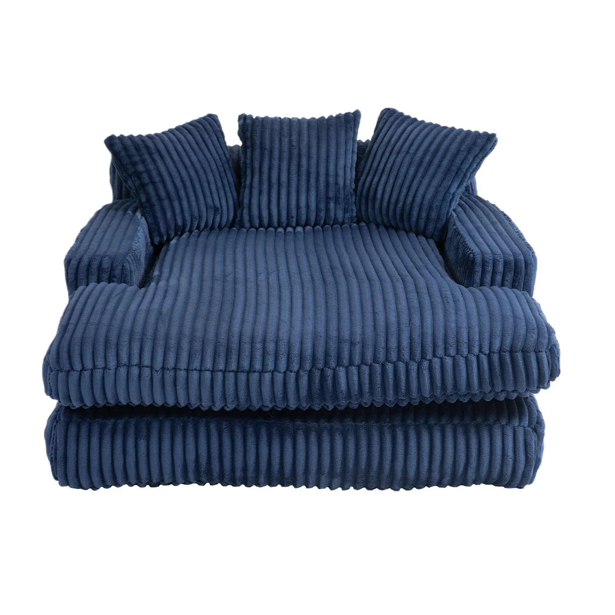 Corduroy Sofa Bed 155 x 125 x 63cm - Navy - 2