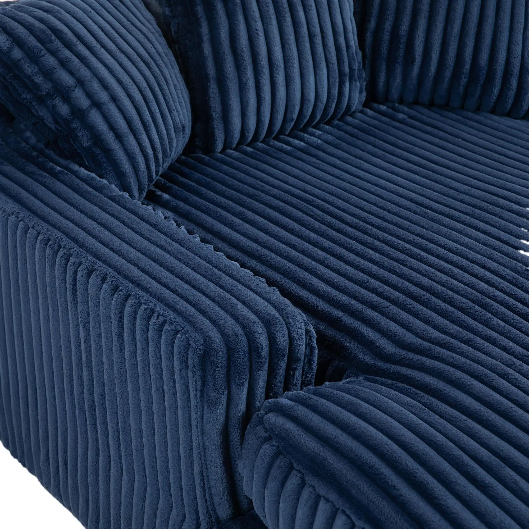 Corduroy Sofa Bed 155 x 125 x 63cm - Navy - 11