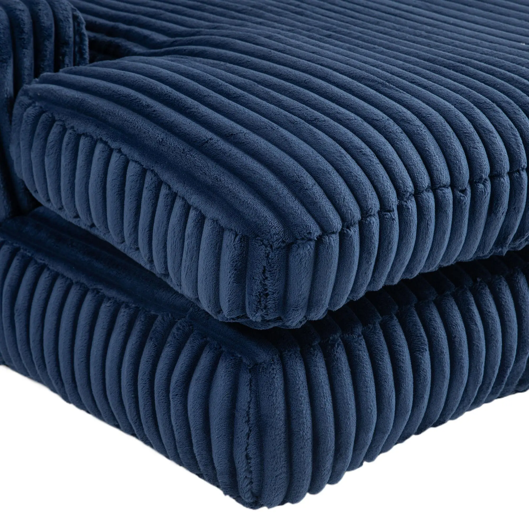 Corduroy Sofa Bed 155 x 125 x 63cm - Navy - 13