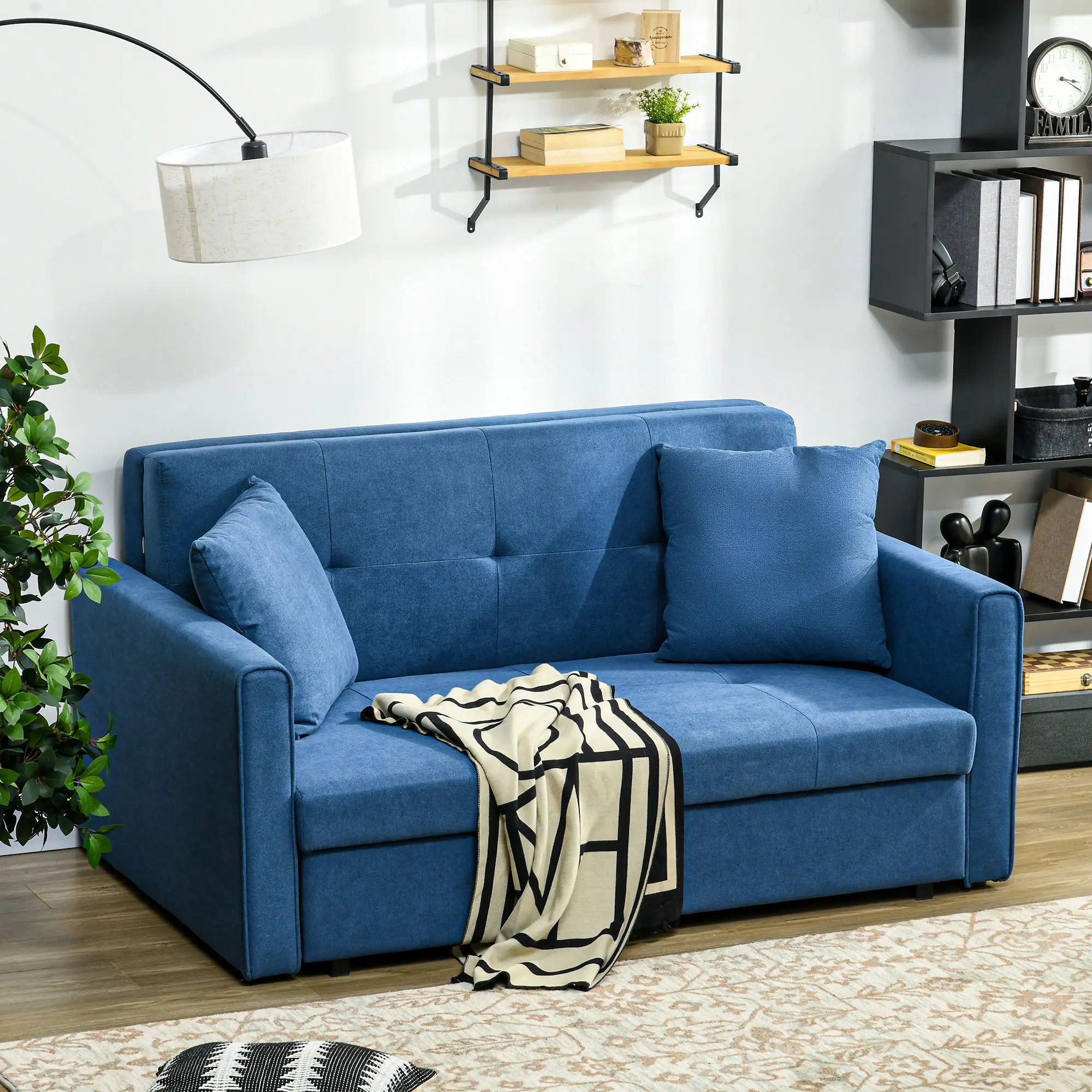 2 Seater Sofa Bed 152 x 101 x 78cm - Deep Blue - 2