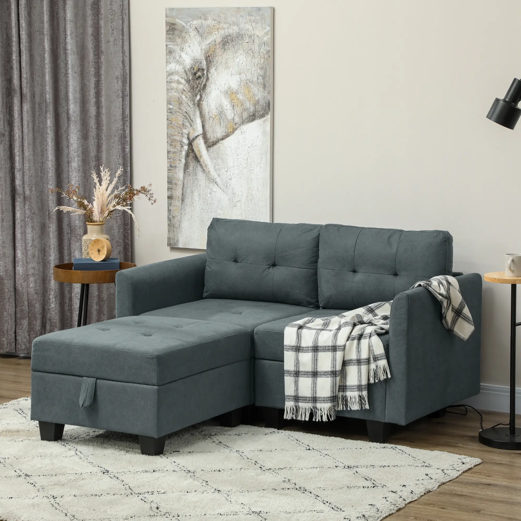 Sofa 148 x 158 x 88cm, Dark Grey - Dark Grey - 2