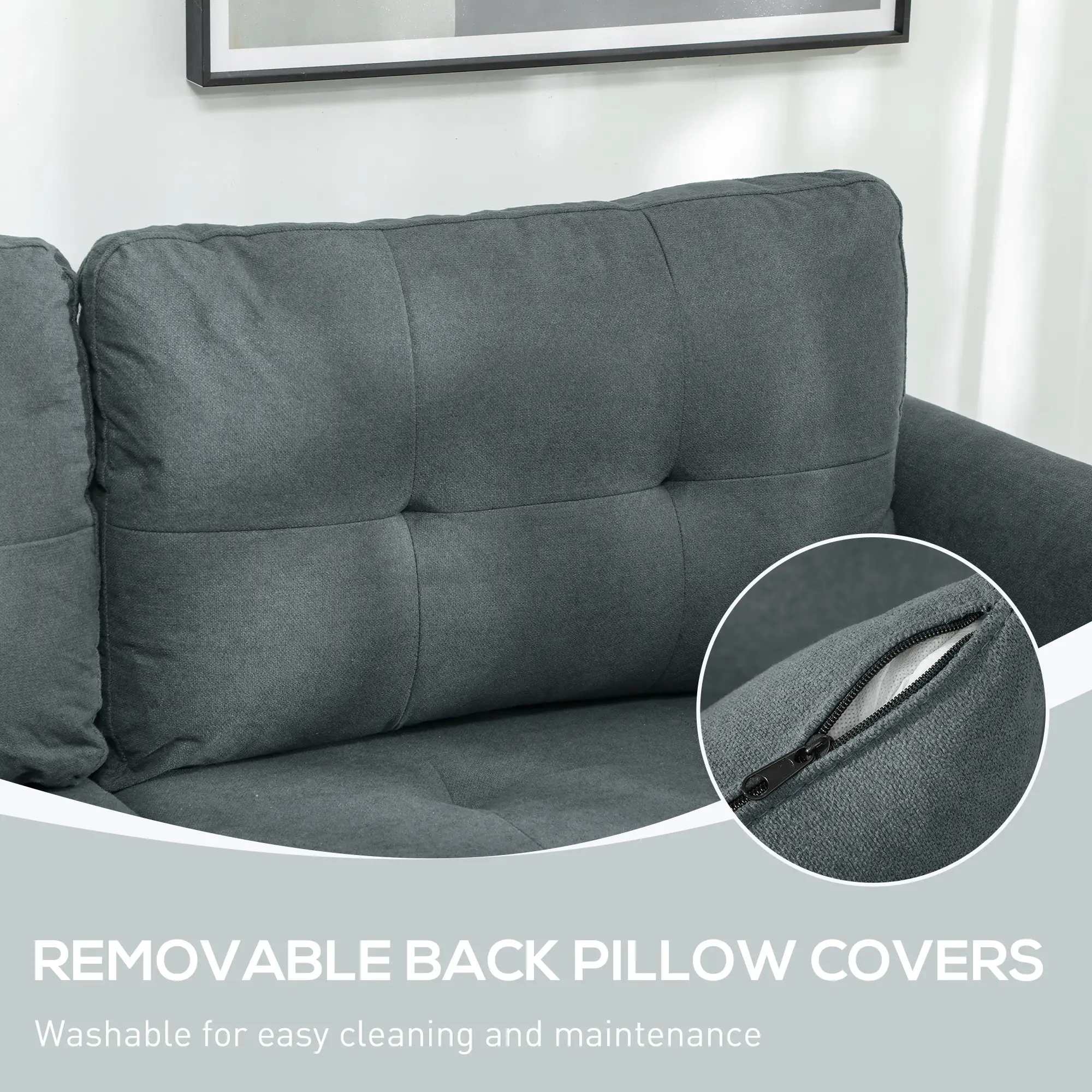 Sofa 148 x 158 x 88cm, Dark Grey - Dark Grey - 7