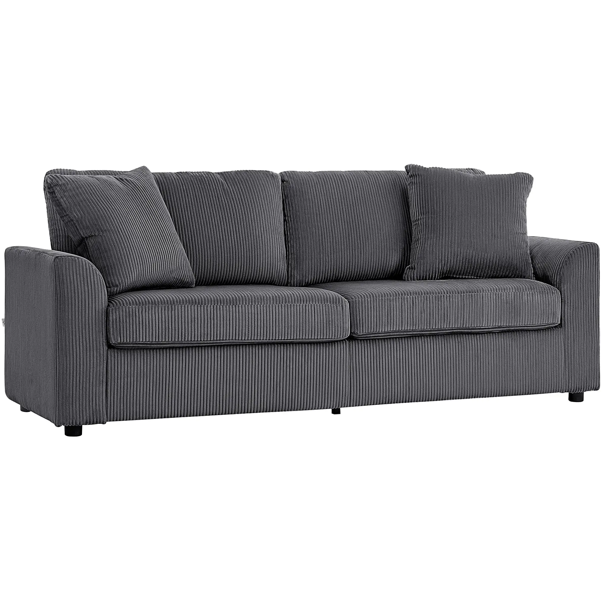 3 Seater Corduroy Sofa 212 x 80 x 88cm - Grey - 12