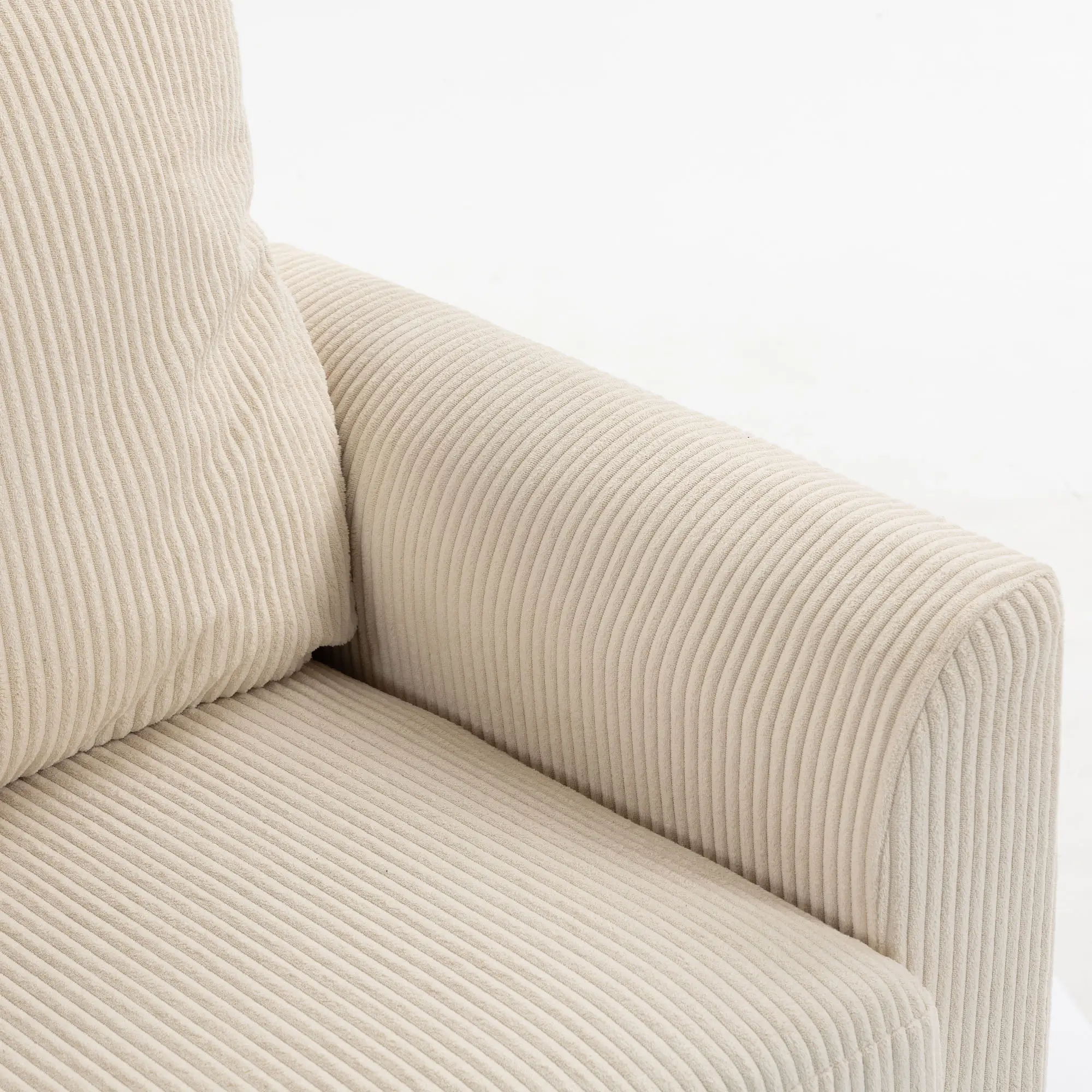 2 Seater Corduroy Sofa 144 x 76 x 89cm - Beige - 9