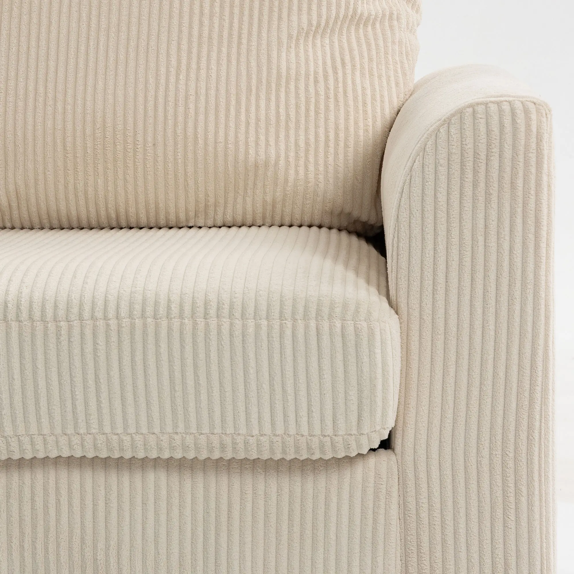 2 Seater Corduroy Sofa 144 x 76 x 89cm - Beige - 11