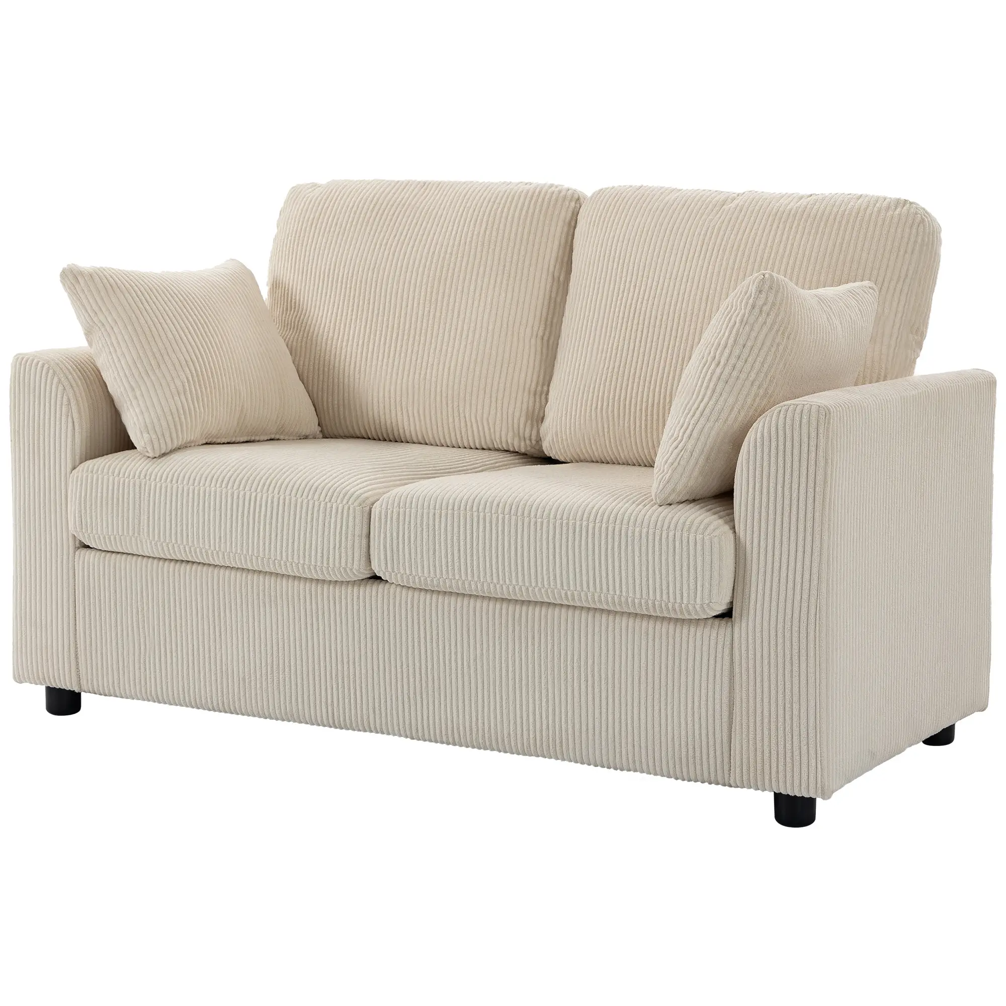 2 Seater Corduroy Sofa 144 x 76 x 89cm - Beige - 14