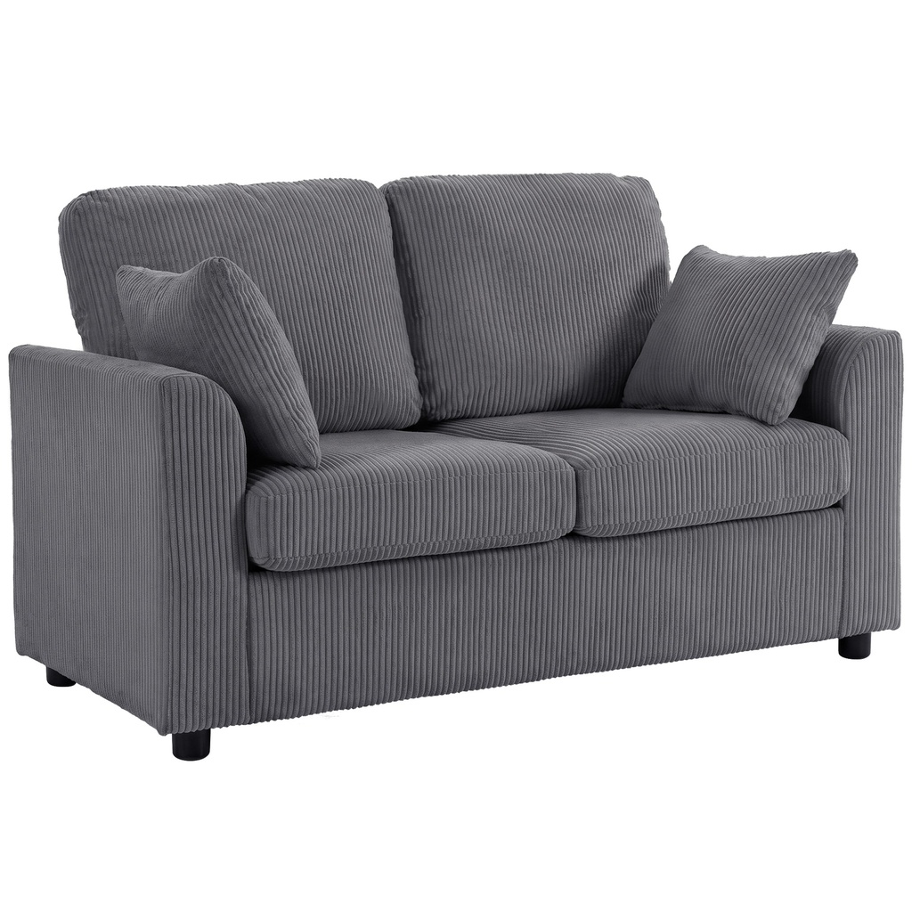 2 Seater Corduroy Sofa 144 x 76 x 89cm - Dark Grey - 1