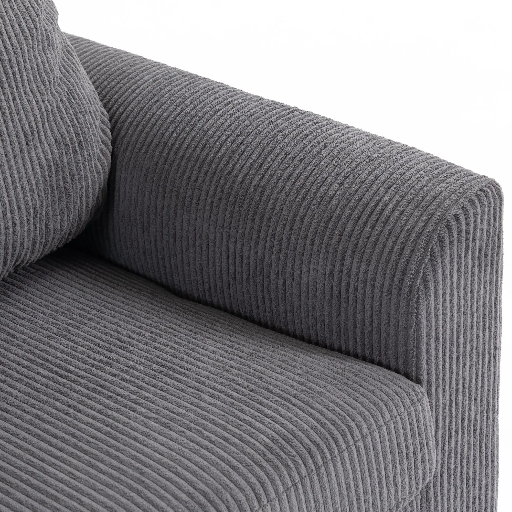 2 Seater Corduroy Sofa 144 x 76 x 89cm - Dark Grey - 10