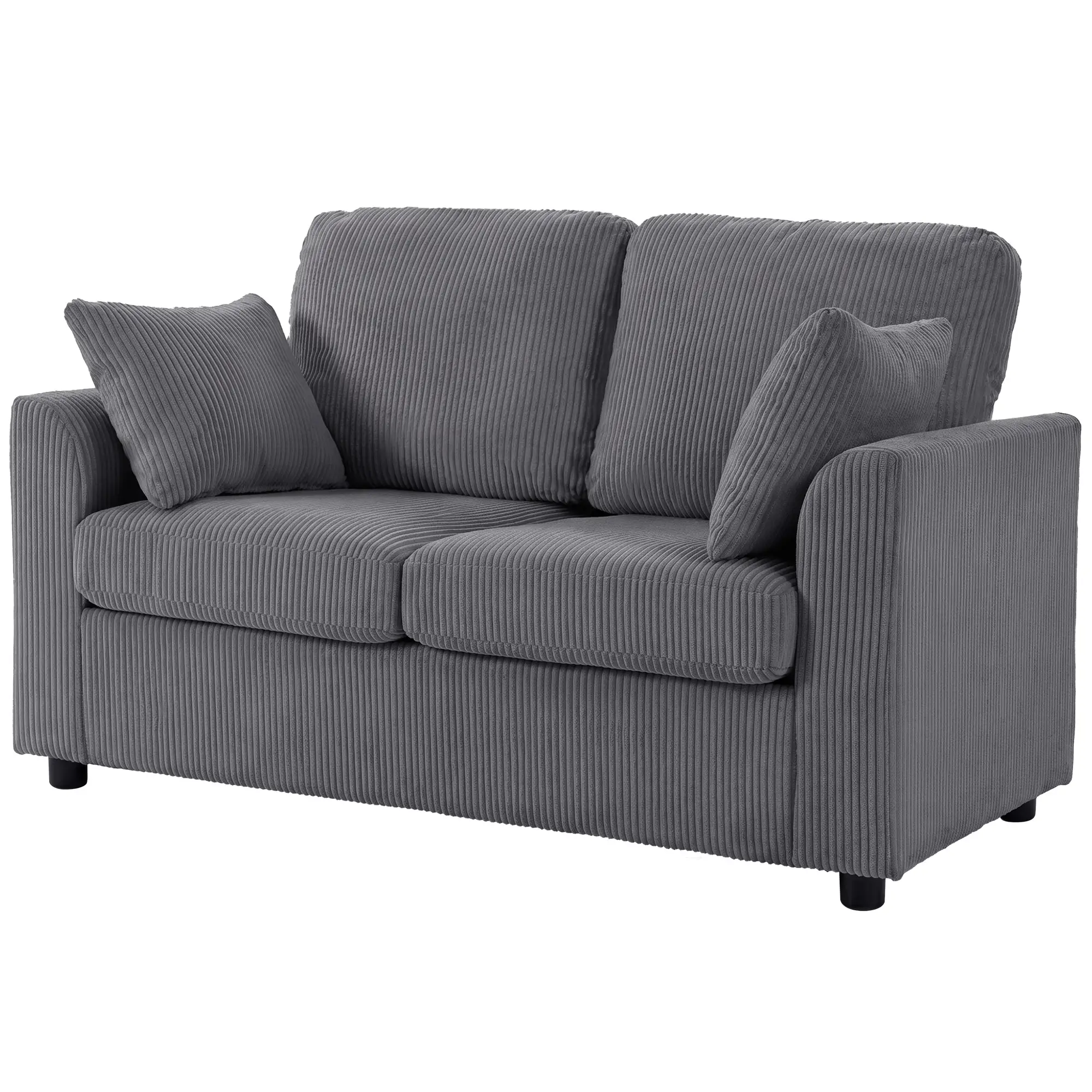 2 Seater Corduroy Sofa 144 x 76 x 89cm - Dark Grey - 14