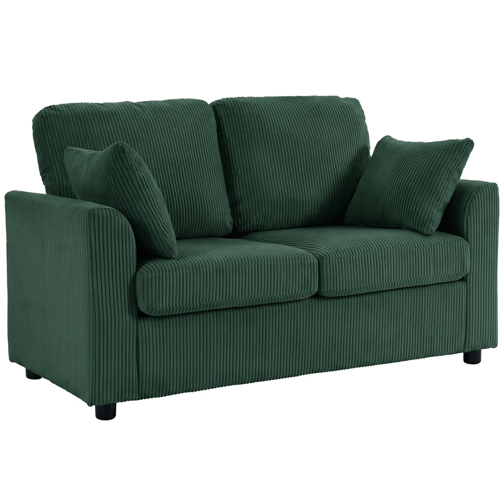 2 Seater Corduroy Sofa 144 x 76 x 89cm - Dark Green - 1