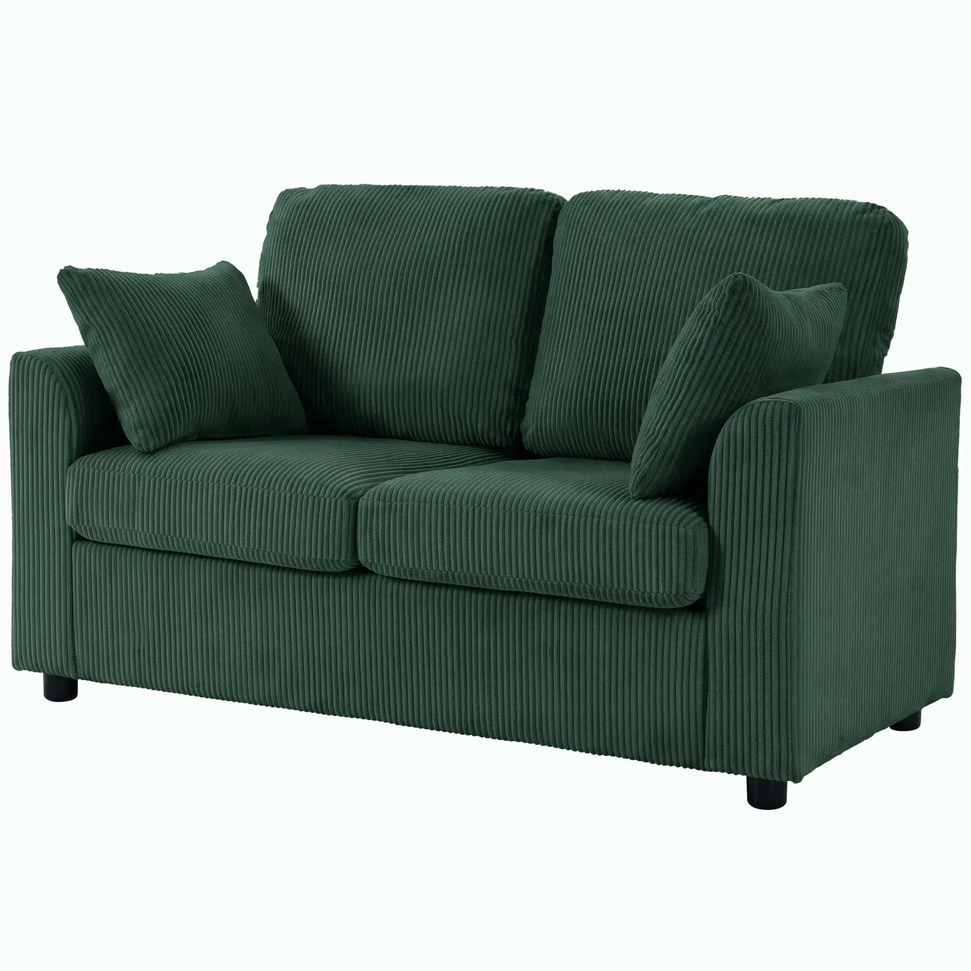 2 Seater Corduroy Sofa 144 x 76 x 89cm - Dark Green - 10