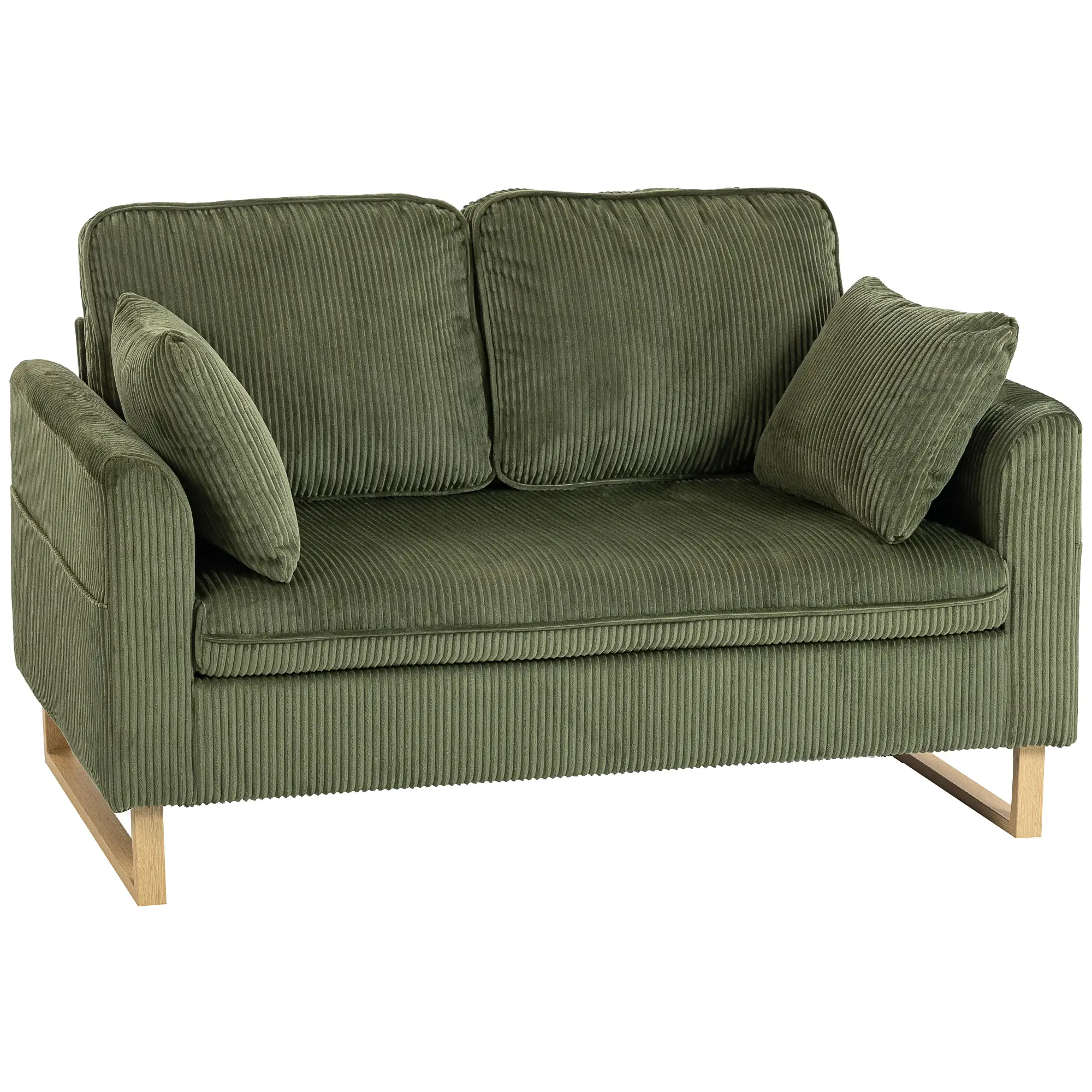 2 Seater Corduroy Sofa 139.5 x 75 x 88cm - Dark Green - 14
