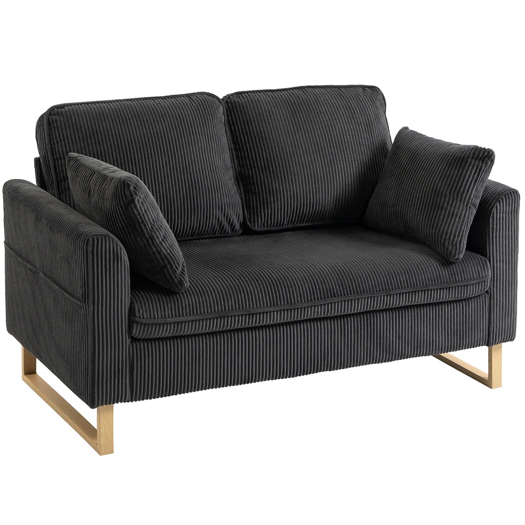 2 Seater Corduroy Sofa 139.5 x 75 x 88cm - Dark Grey - 1