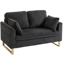 2 Seater Corduroy Sofa 139.5 x 75 x 88cm - Dark Grey - 1