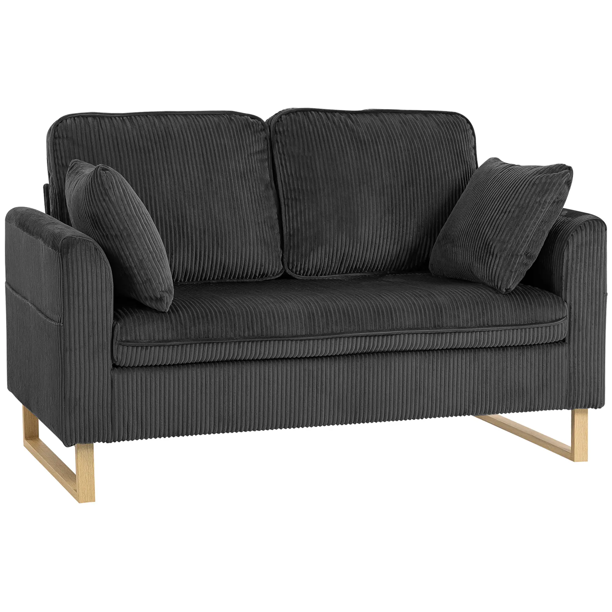 2 Seater Corduroy Sofa 139.5 x 75 x 88cm - Dark Grey - 11