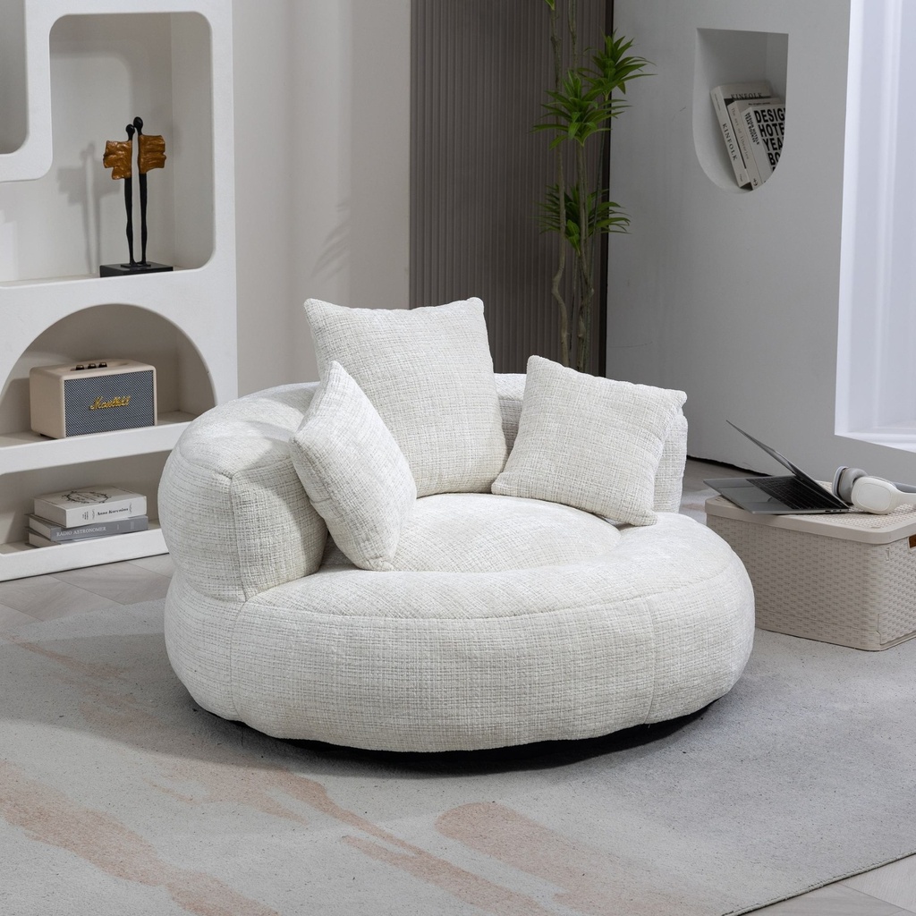 Chenille Armchair 108 x 108 x 52cm - Beige - 1