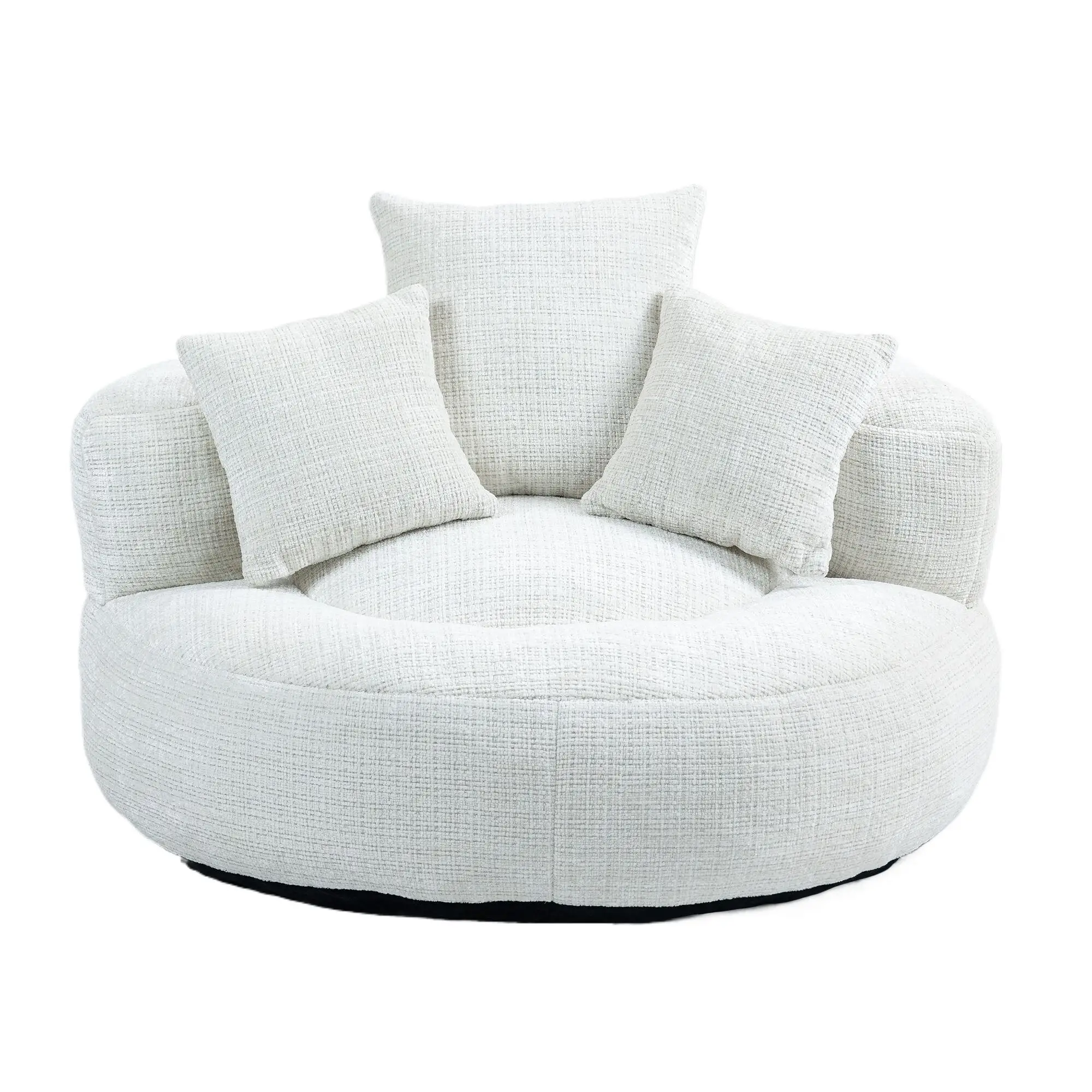 Chenille Armchair 108 x 108 x 52cm - Beige - 2