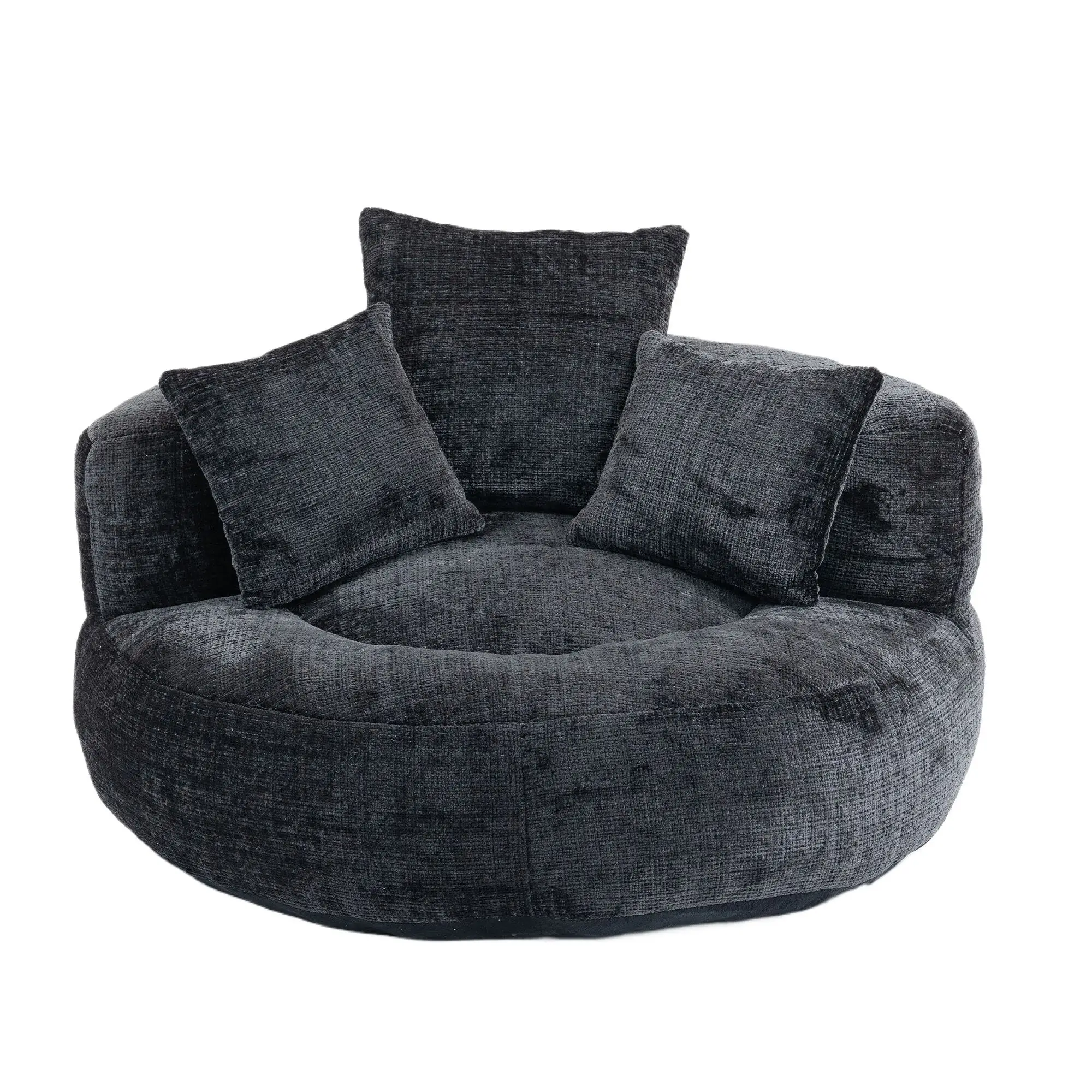 Chenille Armchair 108 x 108 x 52cm - Black - 2