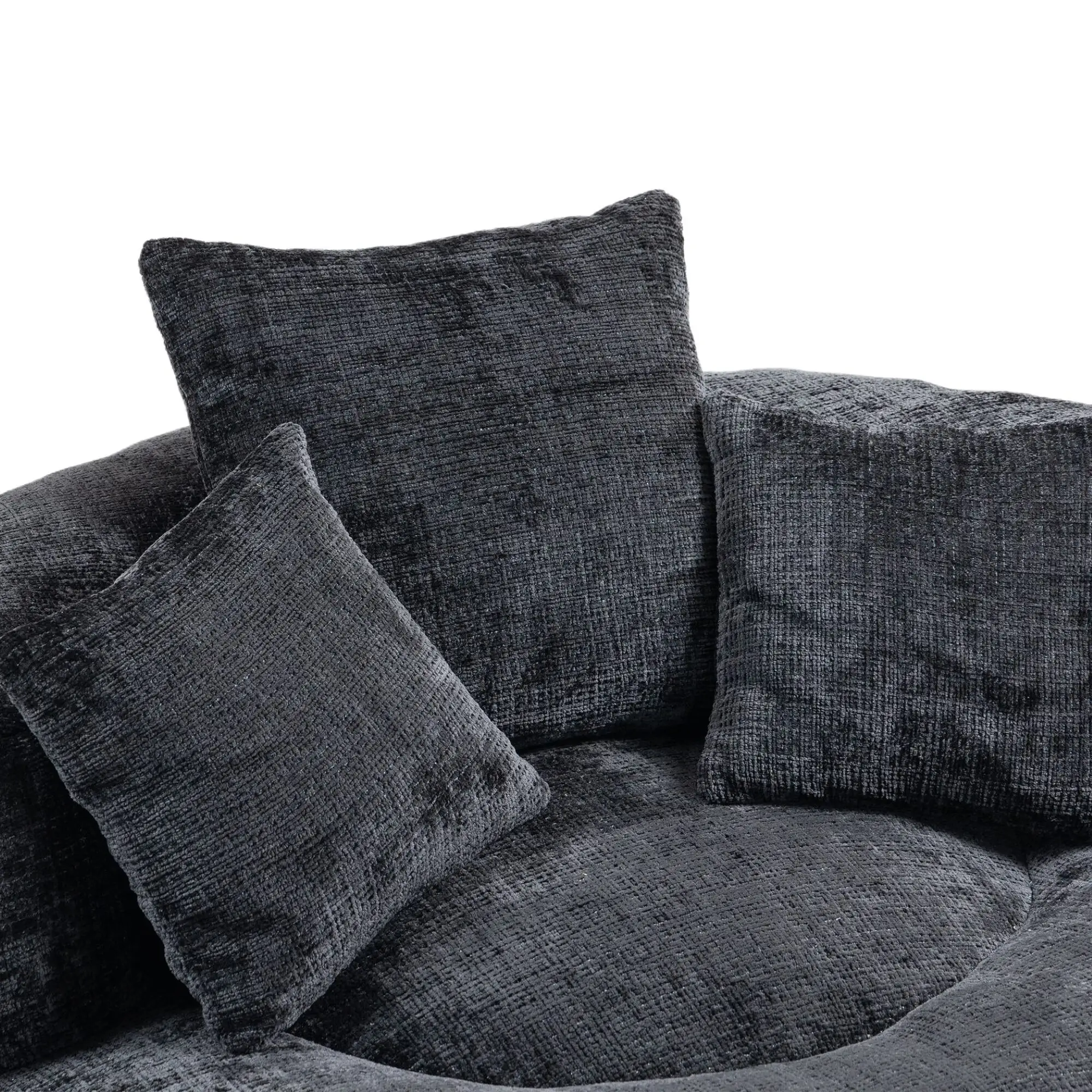 Chenille Armchair 108 x 108 x 52cm - Black - 9