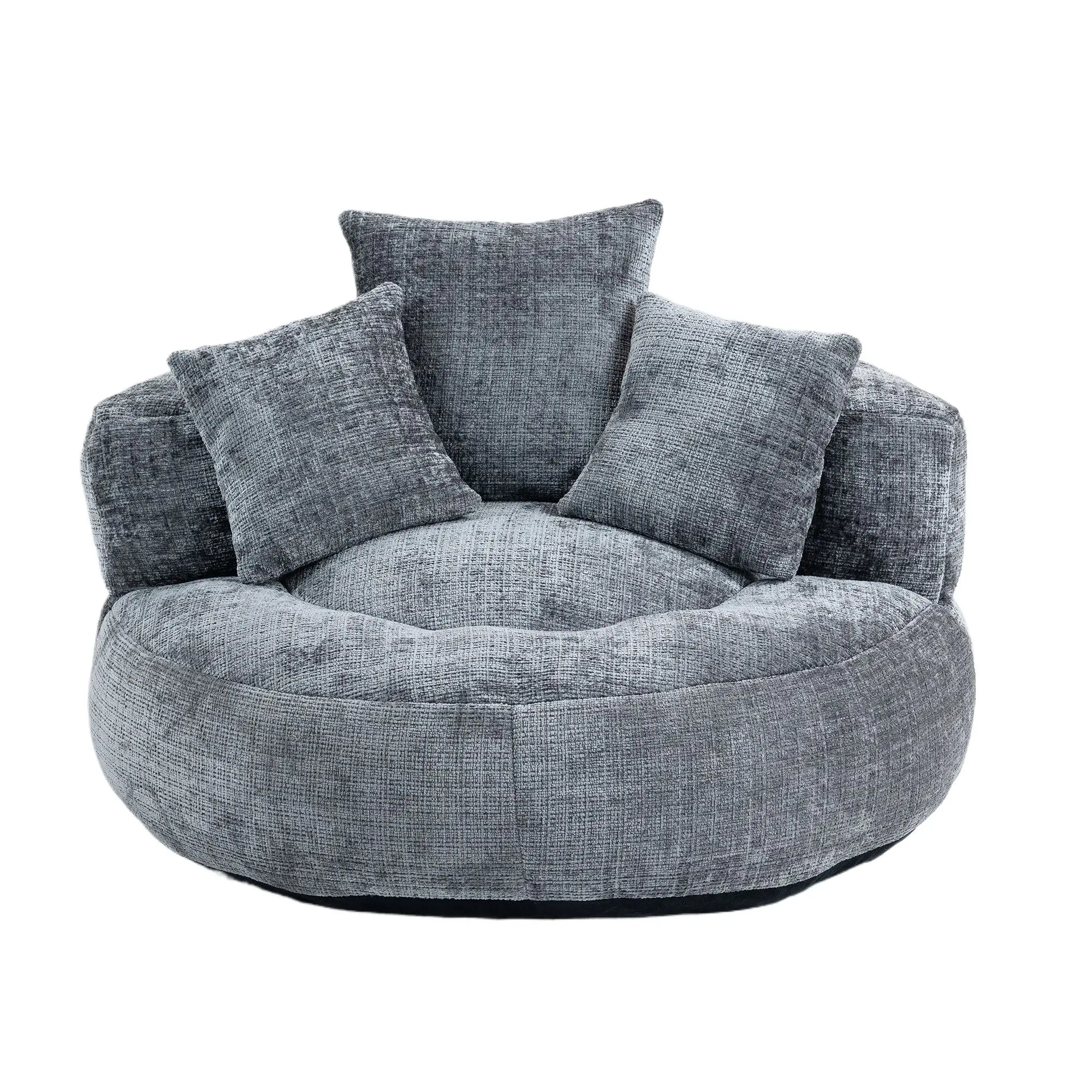 Chenille Armchair 108 x 108 x 52cm - Grey - 2