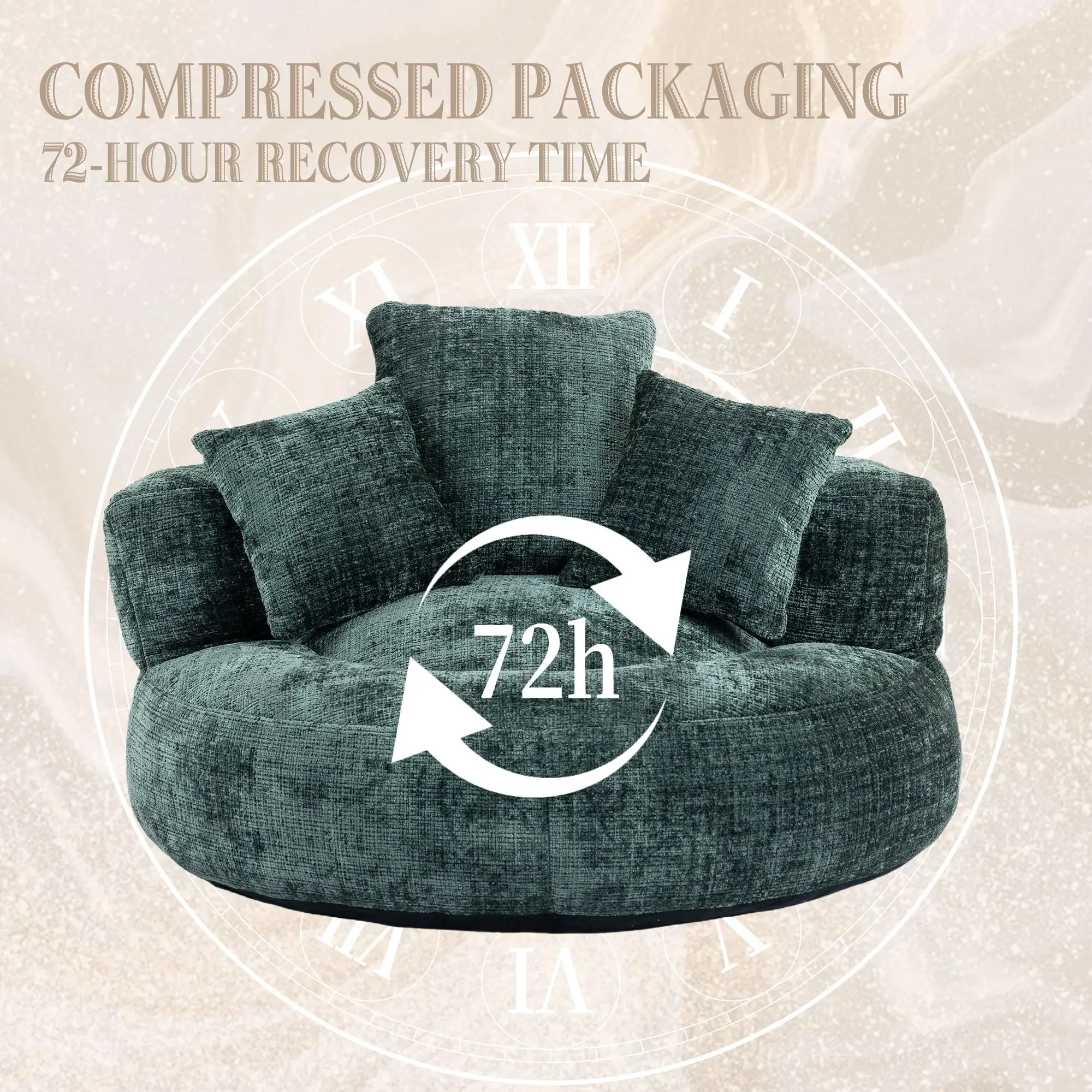 Chenille Armchair 108 x 108 x 52cm - Green - 5