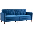Velvet Sofa Bed 189 x 80.5 x 78.5cm - Blue - 1