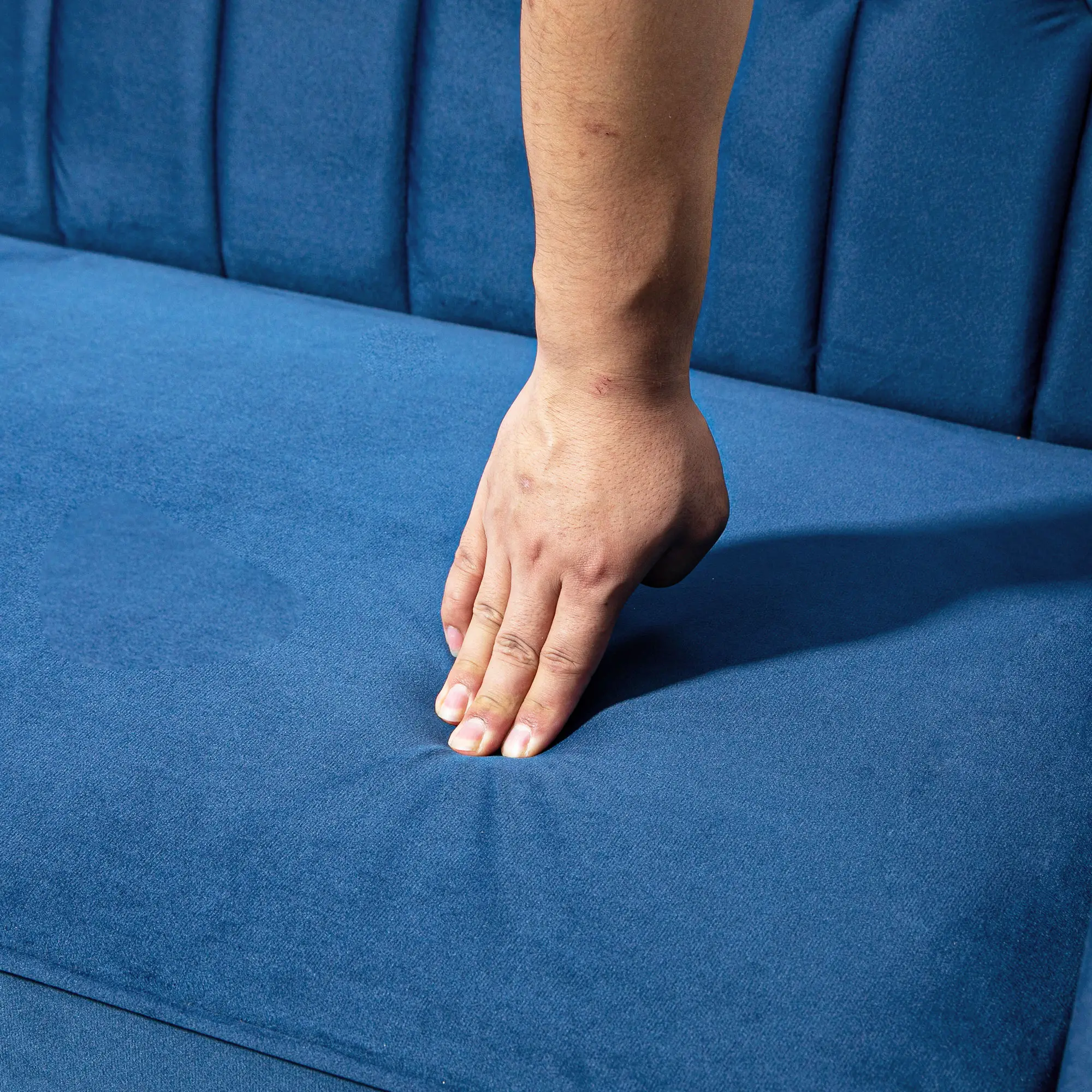 Velvet Sofa Bed 189 x 80.5 x 78.5cm - Blue - 8