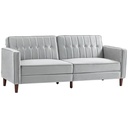 Velvet Sofa Bed 189 x 80.5 x 78.5cm - Light Grey - 1