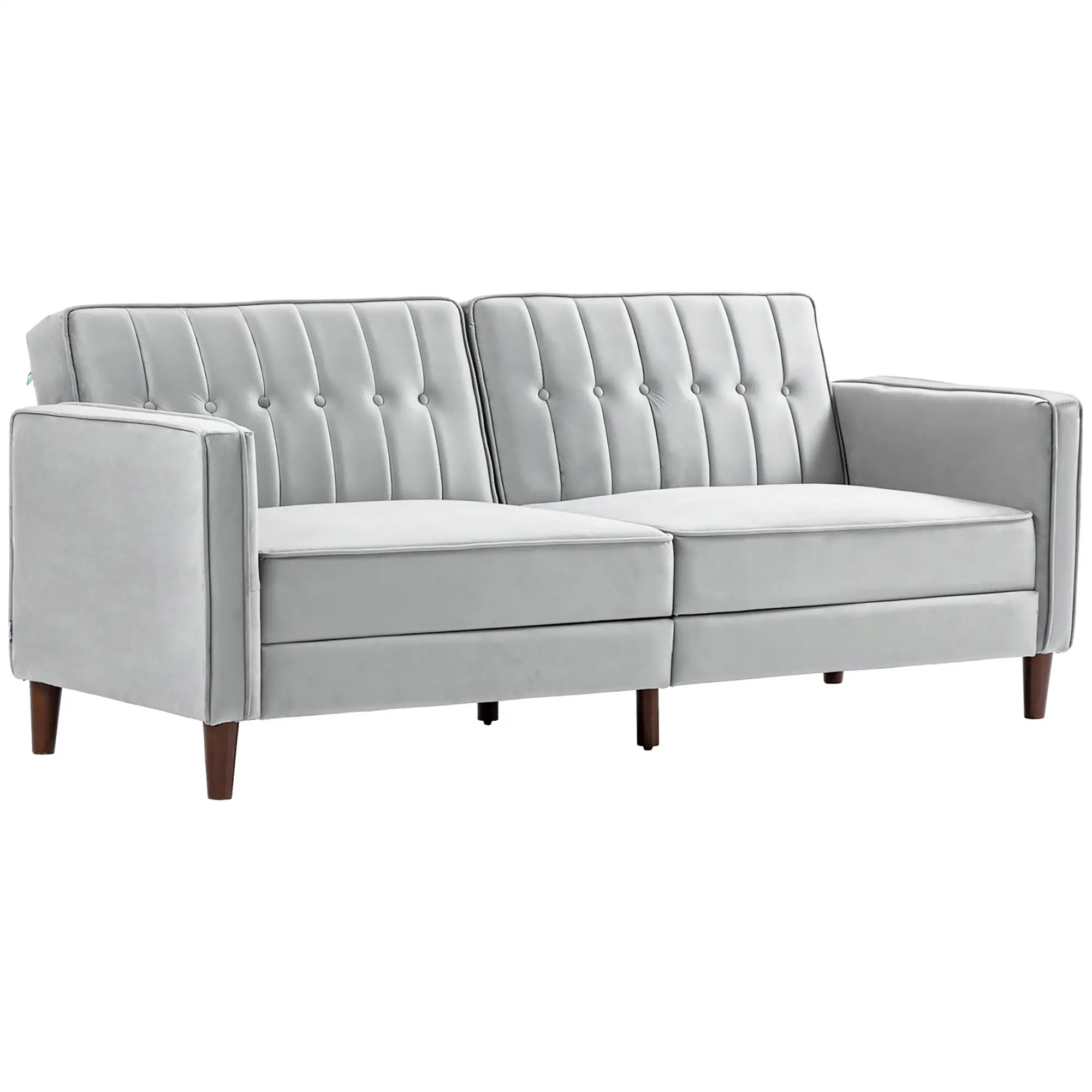 Velvet Sofa Bed 189 x 80.5 x 78.5cm - Light Grey - 11