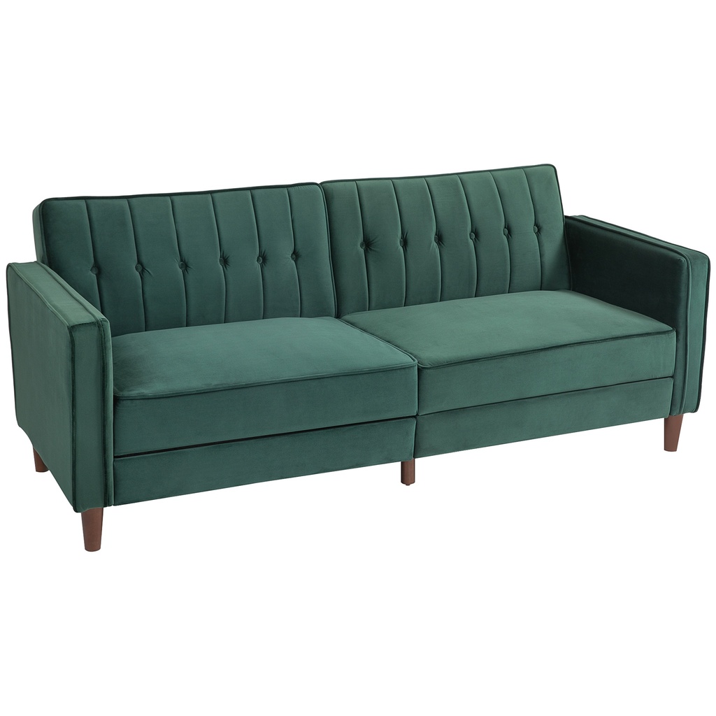 Velvet Sofa Bed 189 x 80.5 x 78.5cm - Green - 1
