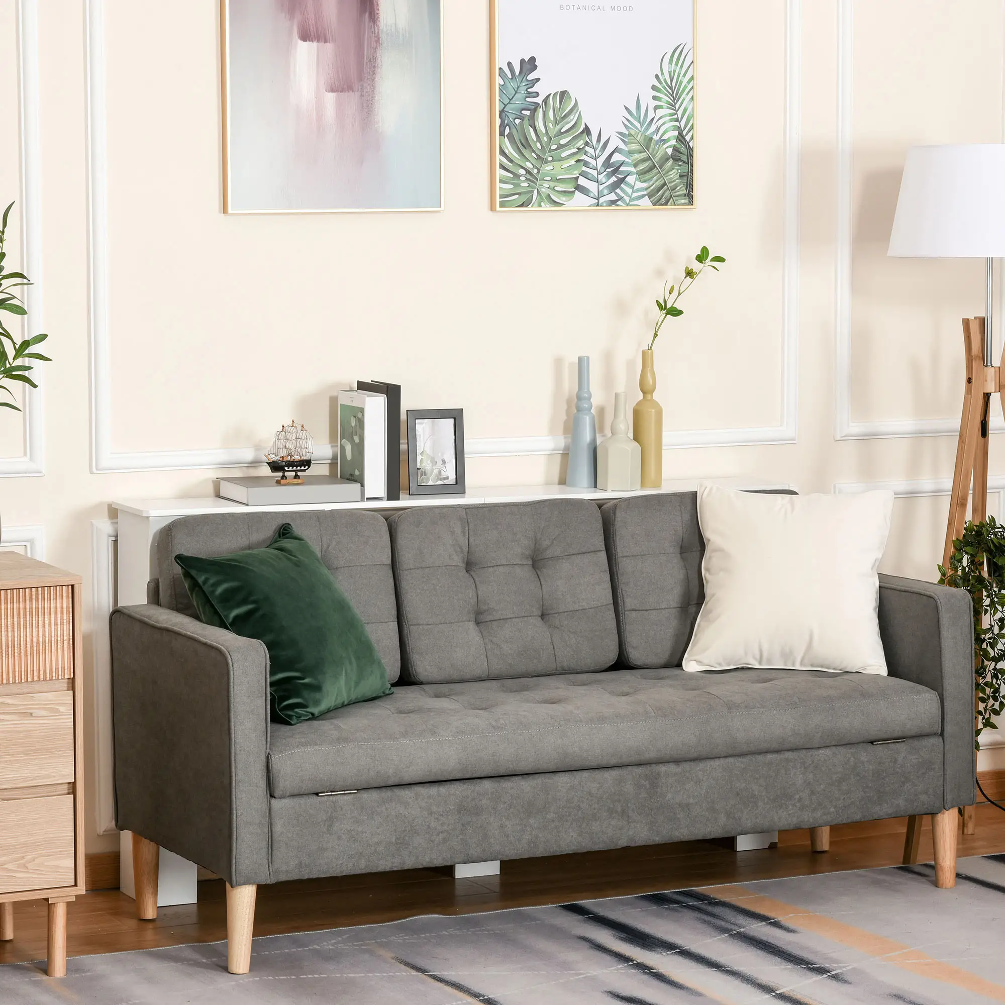 3 Seater Sofa 169 x 63 x 82cm - Grey - 2