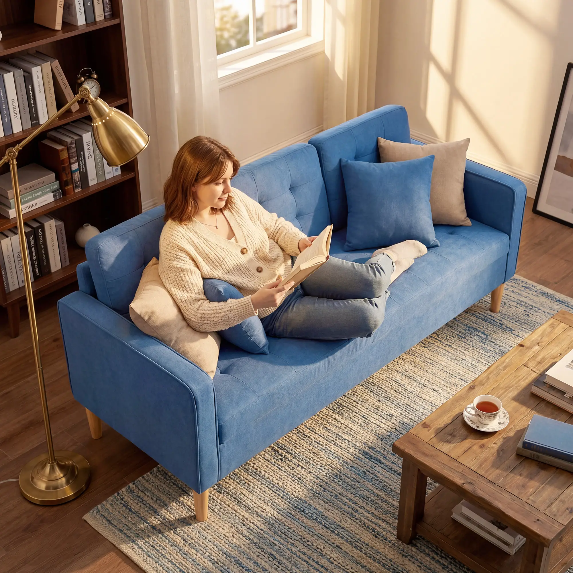 3 Seater Sofa 169 x 63 x 82cm - Blue - 7