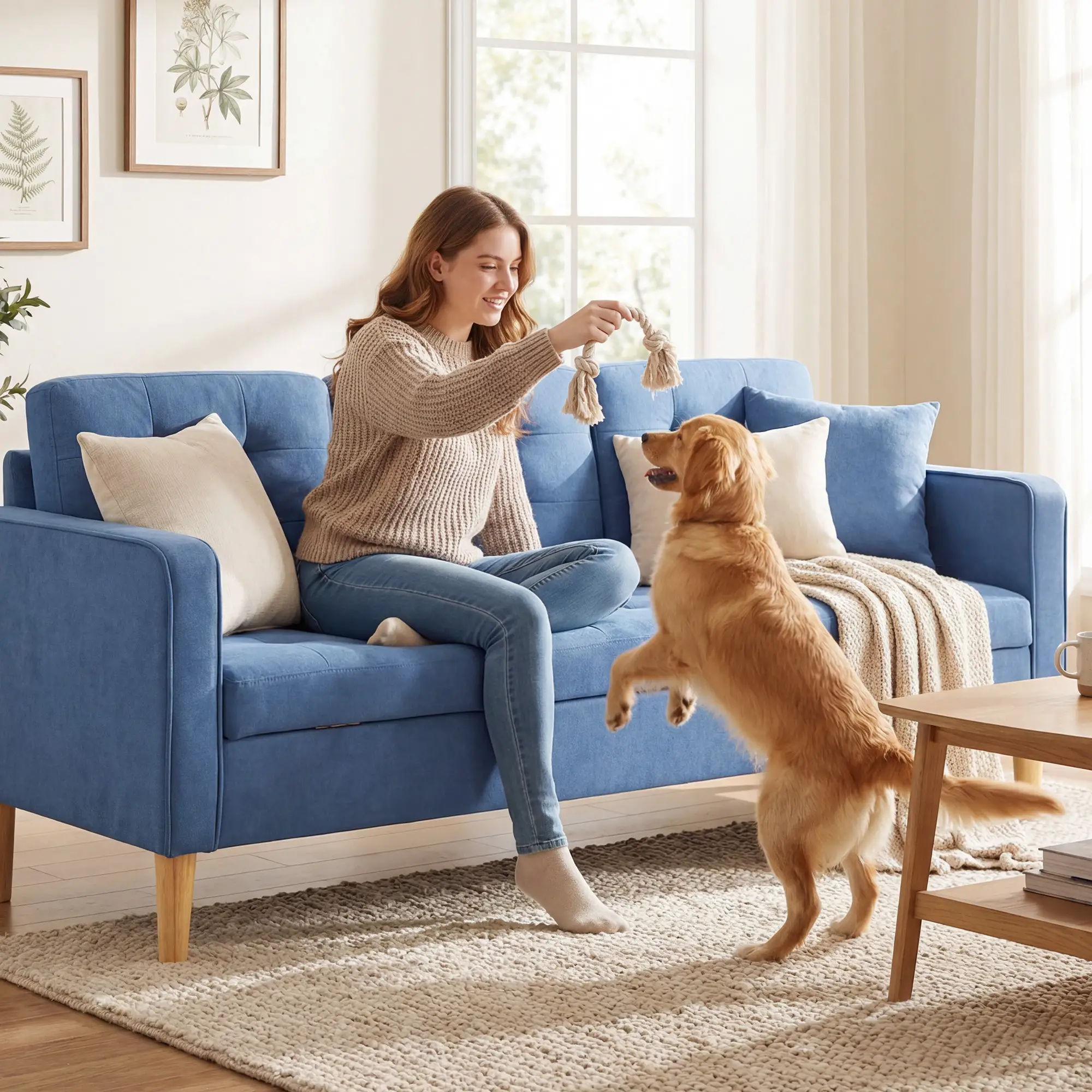 3 Seater Sofa 169 x 63 x 82cm - Blue - 8