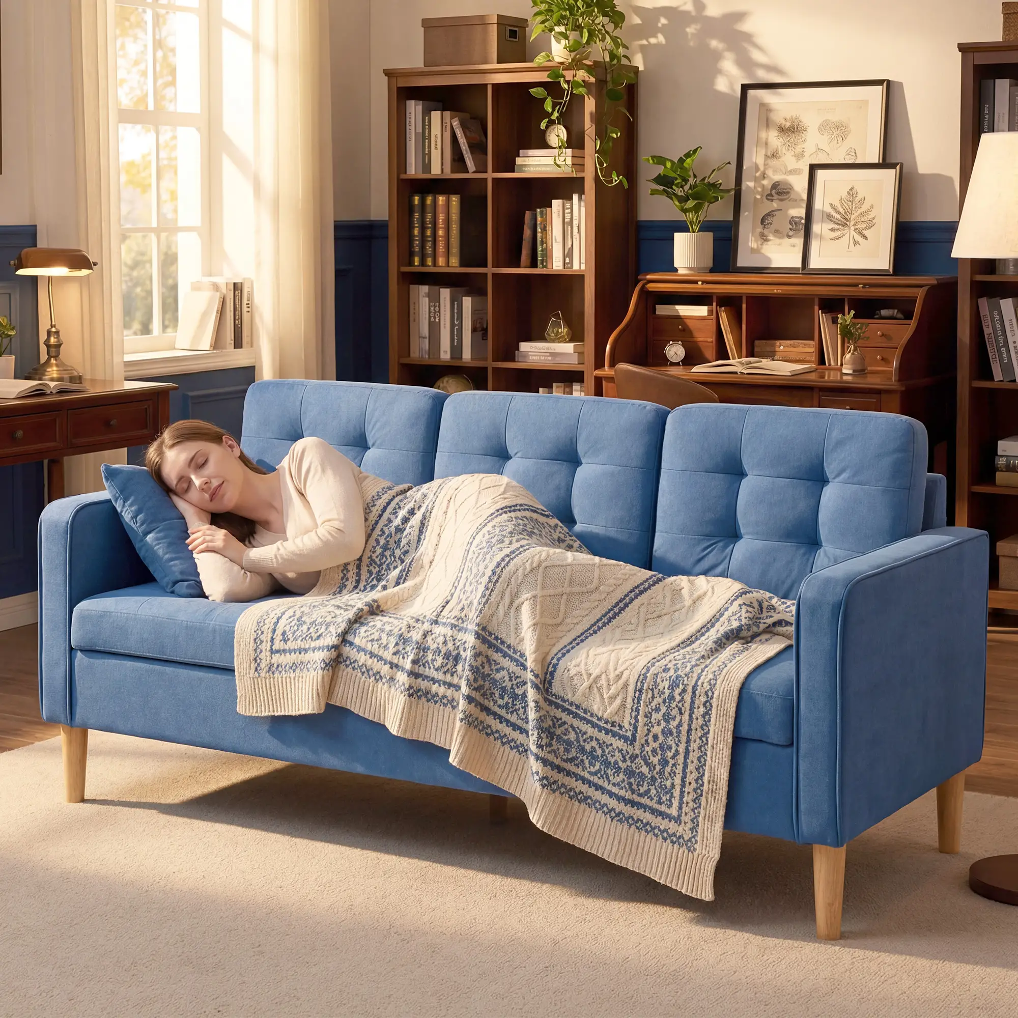 3 Seater Sofa 169 x 63 x 82cm - Blue - 9