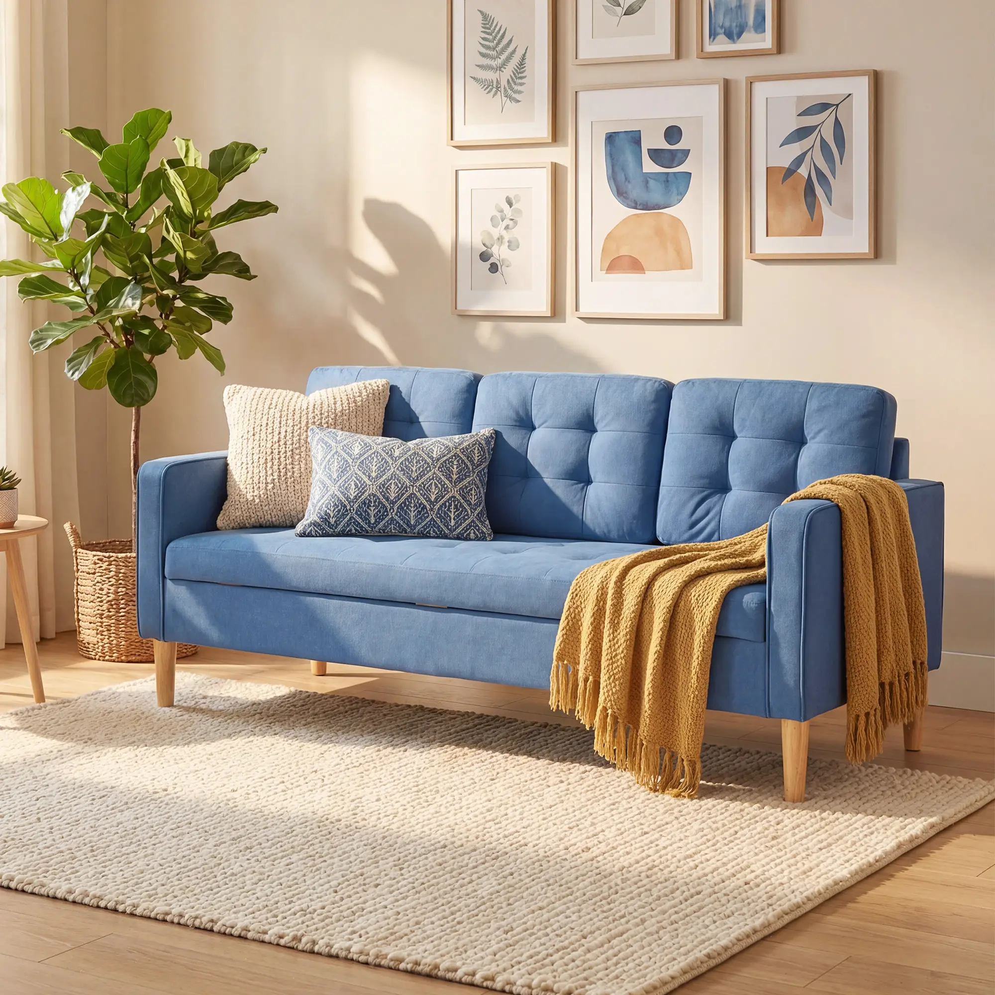 3 Seater Sofa 169 x 63 x 82cm - Blue - 10