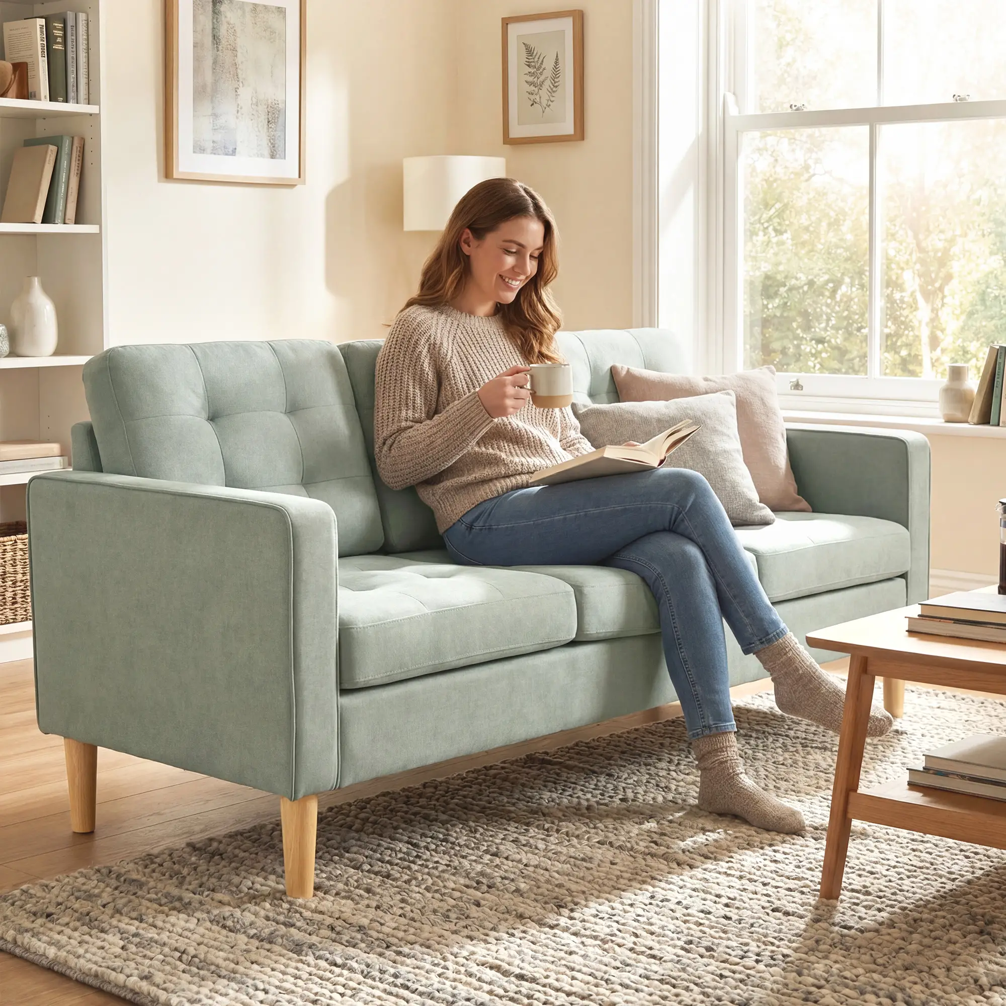 3 Seater Sofa 169 x 63 x 82cm - Light Grey - 2